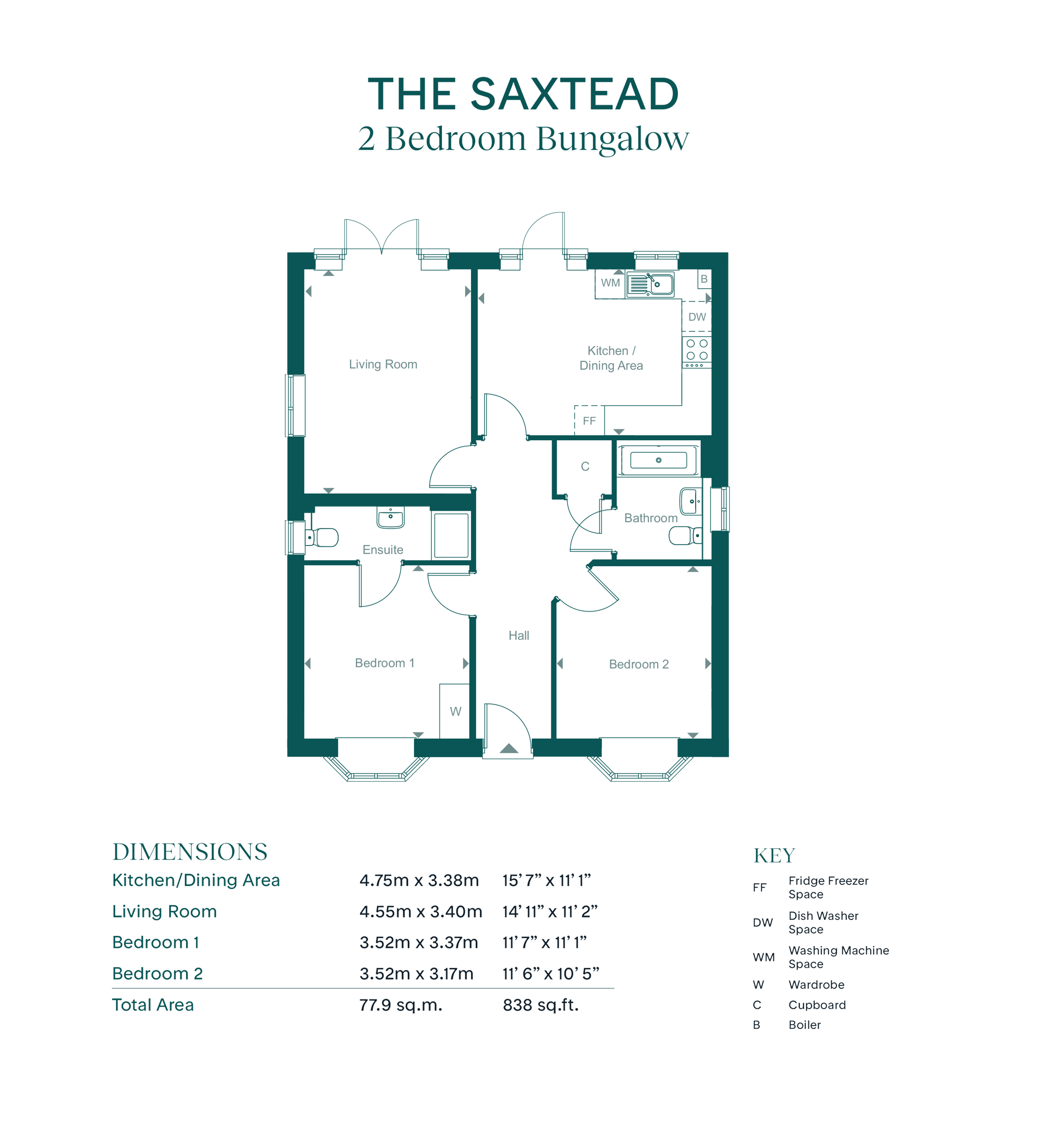 42 Woburn Avenue - Saxtead relet flatfar, Leaf Living at Finches Park, Frinton-On-Sea, Essex, CO13, Frinton-On-Sea floorplan