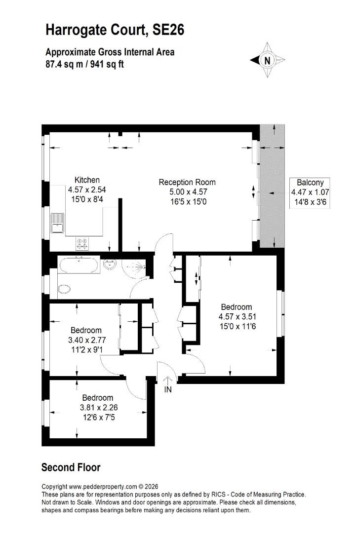 Flat 5, Harrogate Court, Droitwich Close, London floorplan