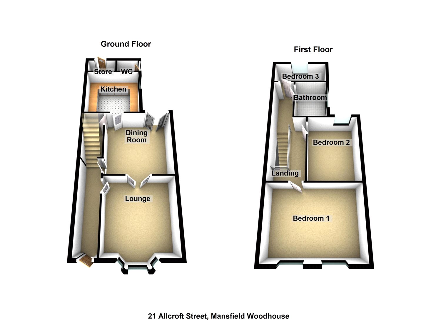 3 Bedrooms Semi-detached house to rent in Allcroft Street, Mansfield Woodhouse, Nottinghamshire NG19