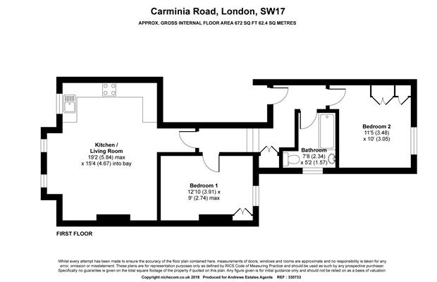 2 Bedrooms Flat for sale in Carminia Road, London SW17