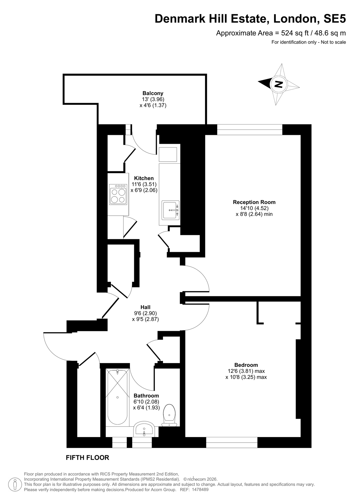 Flat 12, Cross Court,, Denmark Hill Estate, London floorplan