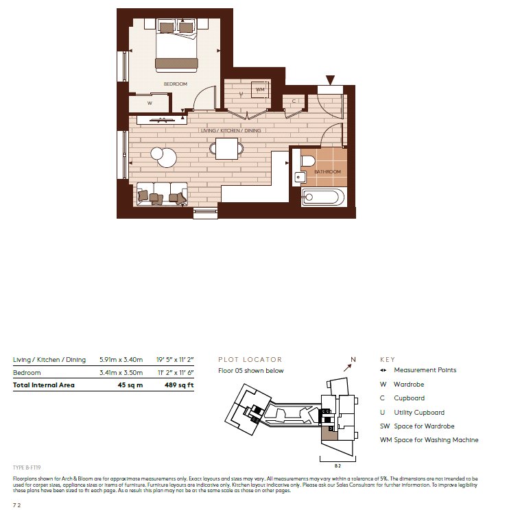 B2-05-06,, Arch & Bloom, Guildford floorplan