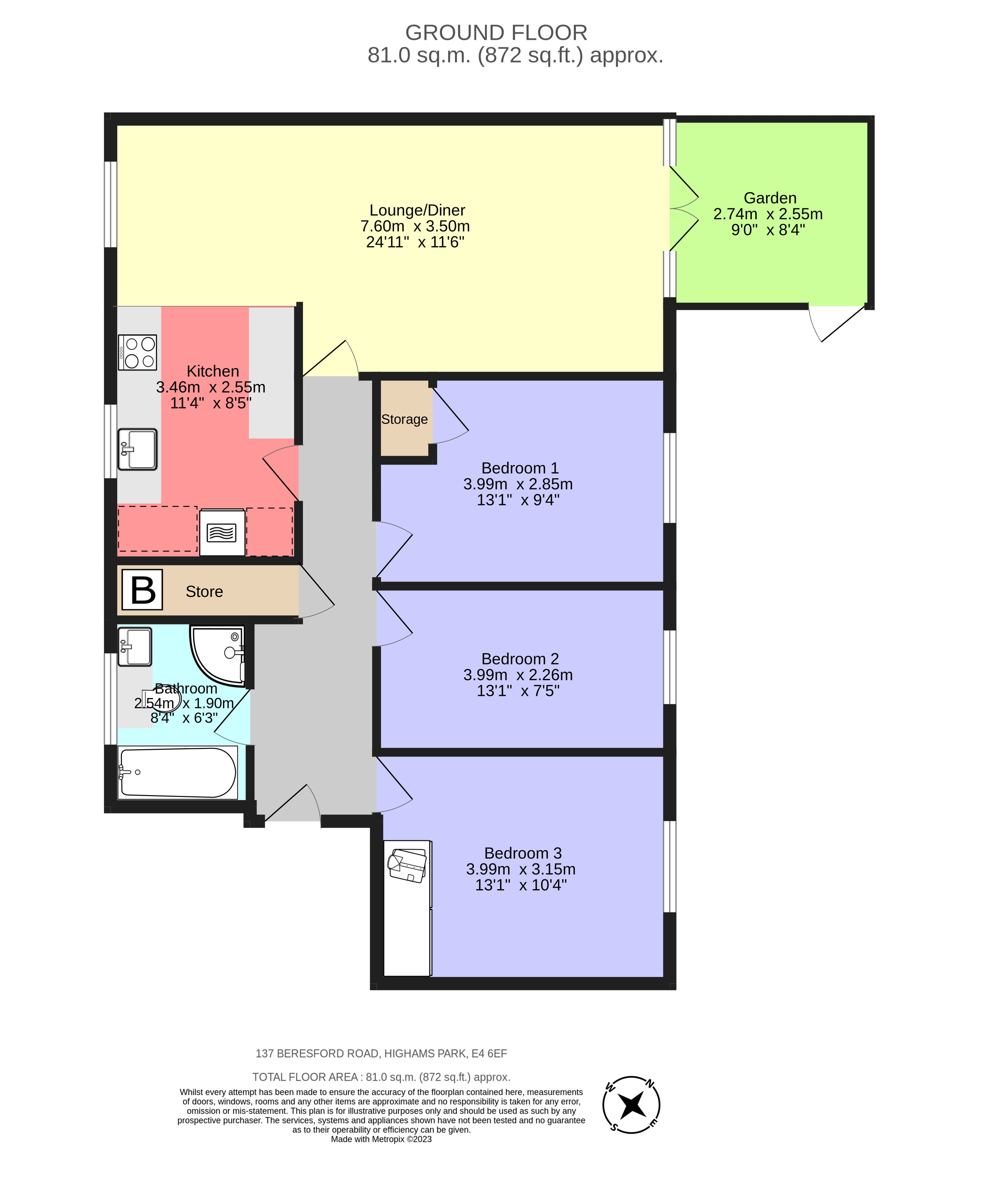 Beresford Road, London E4, 3 bedroom flat for sale 64330189