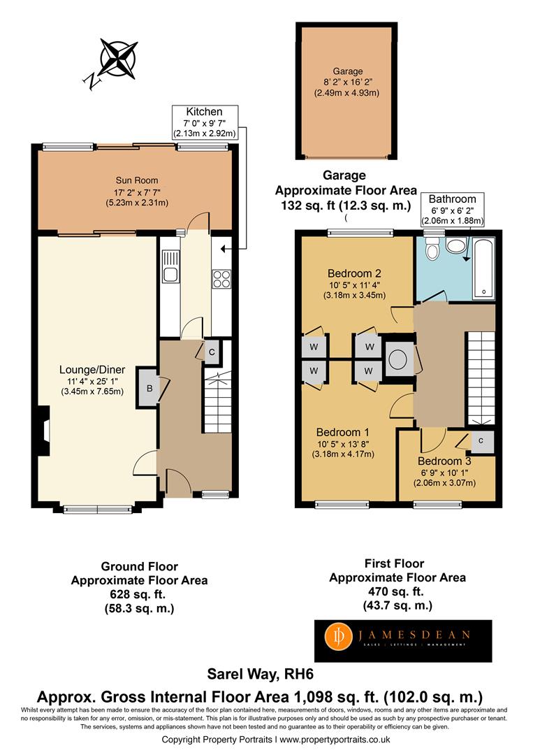 3 Bedrooms Terraced house for sale in Carlton Court, Sarel Way, Horley RH6