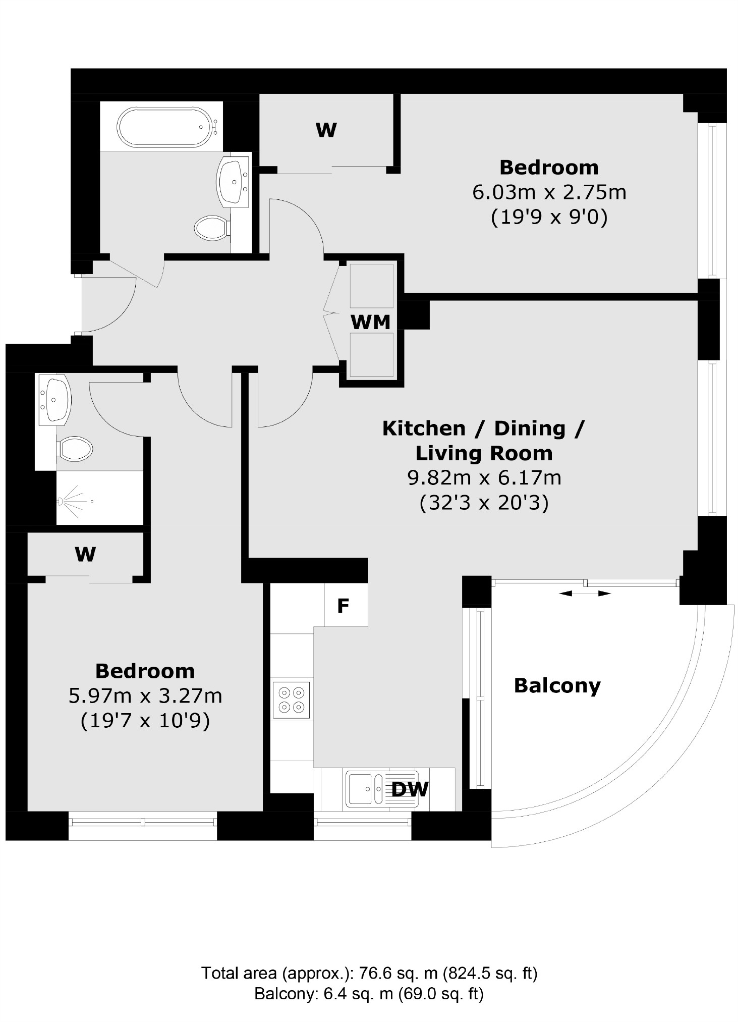 Flat 95 Easton Court, 4, Green Street, London floorplan