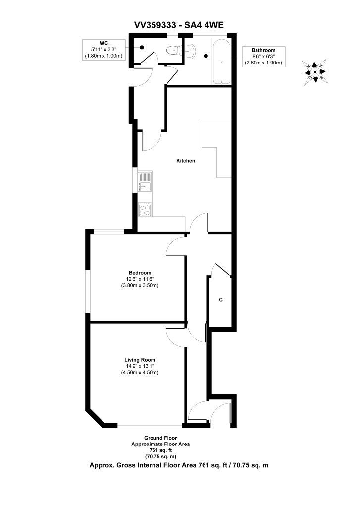 New Road, Swansea, West SA4, 1 bedroom flat for sale