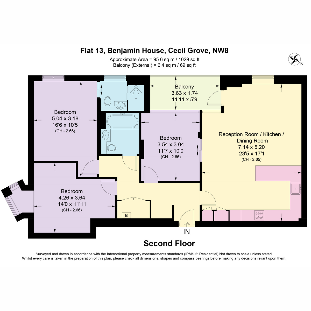 Flat 13, Benjamin House, Cecil Grove, London floorplan