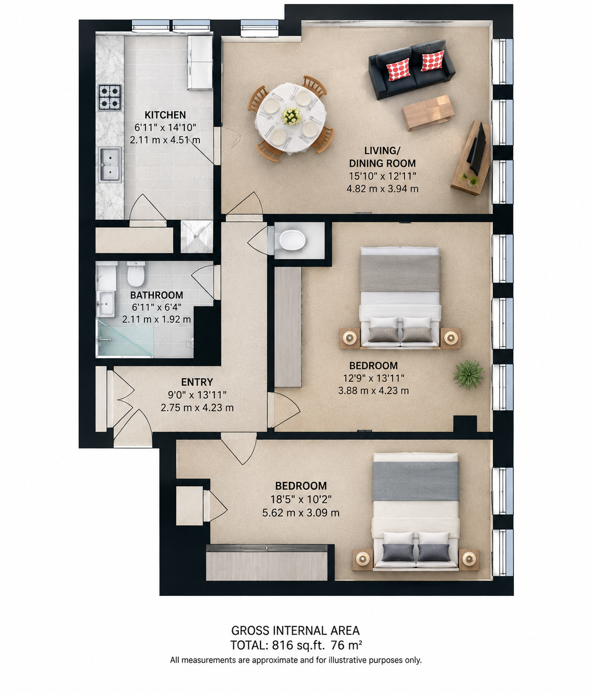 Norton Tower,Flat 47, Civic Close, Birmingham floorplan