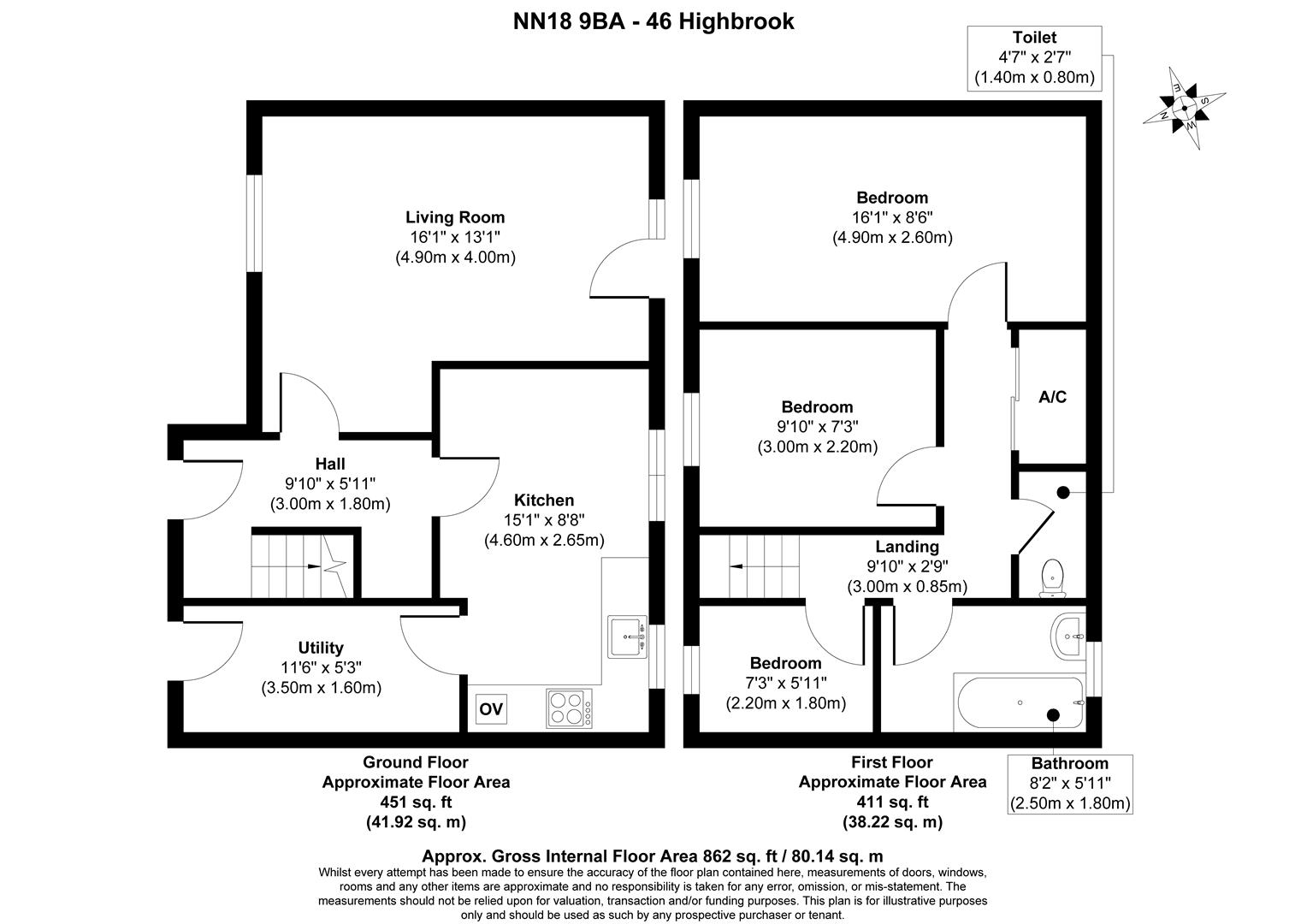 46, Highbrook, Corby floorplan