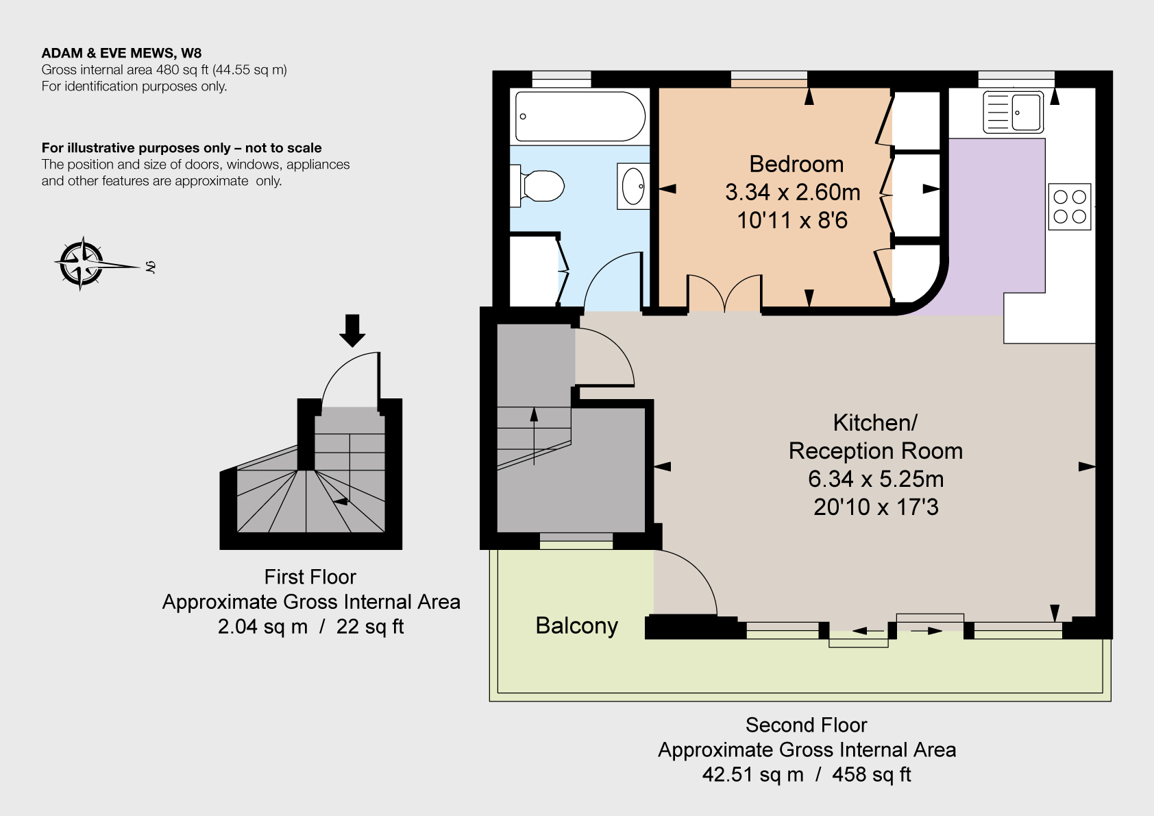 Top Floor Flat, 14, Adam & Eve Mews, London floorplan