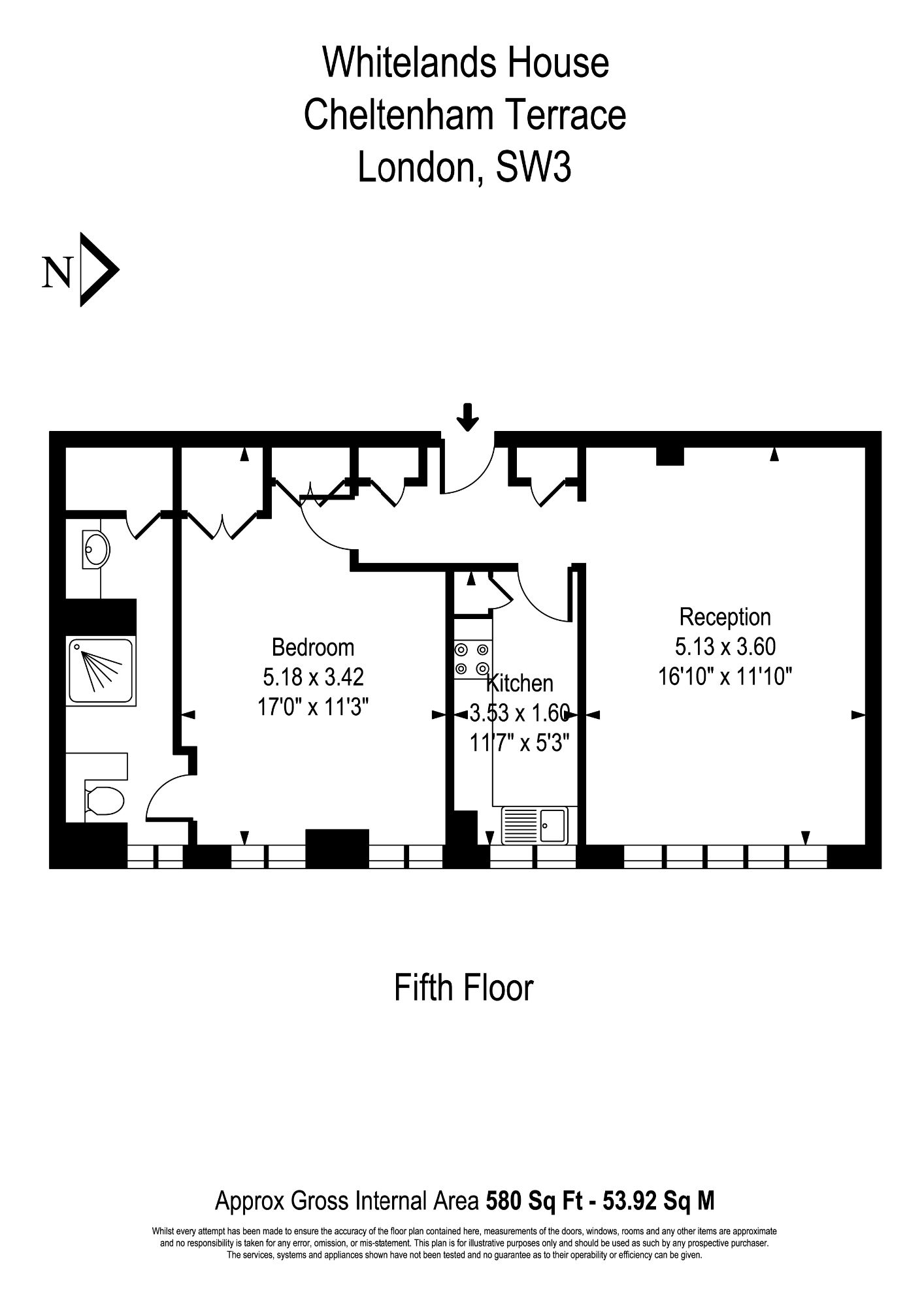 55 Whitelands House, London floorplan