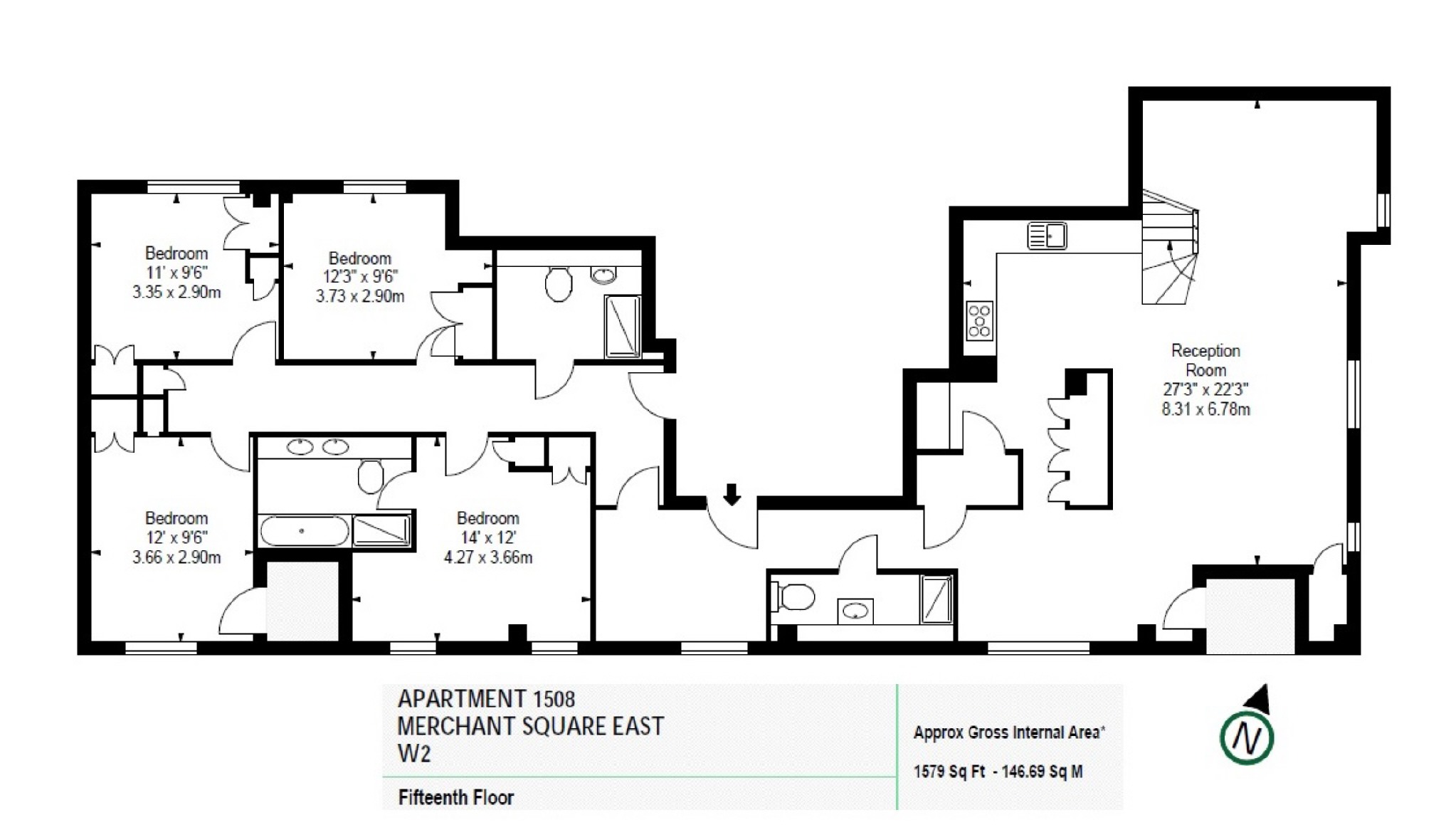 4 Bedrooms Flat to rent in Merchant Square, Paddington, London W2