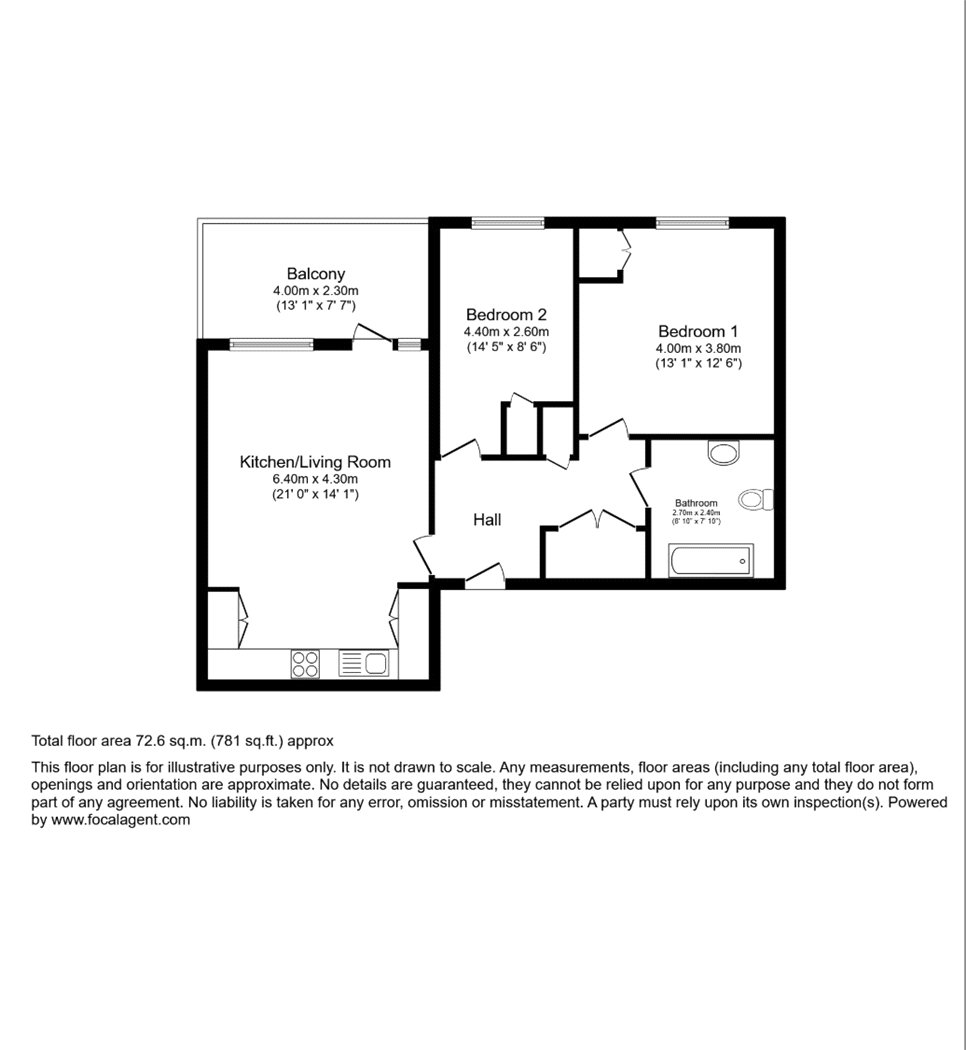 Flat 13, Hartland House 119A,, Loughborough Park, London floorplan