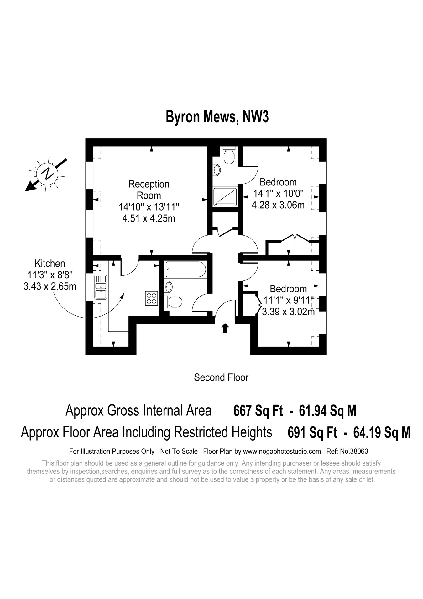 2 Bedrooms Flat for sale in Byron Mews, London NW3