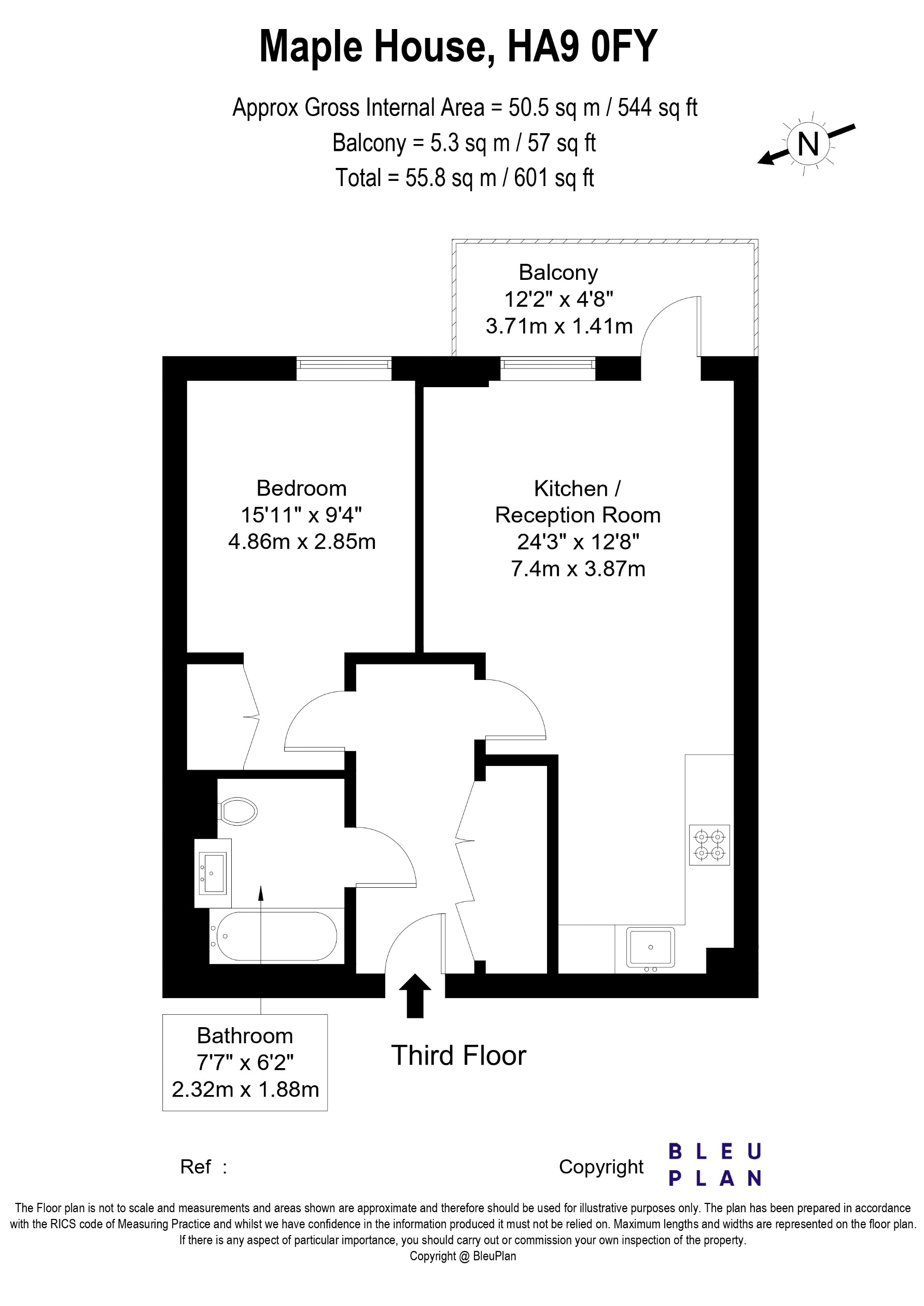 23, Maple House, Empire Way, Wembley floorplan