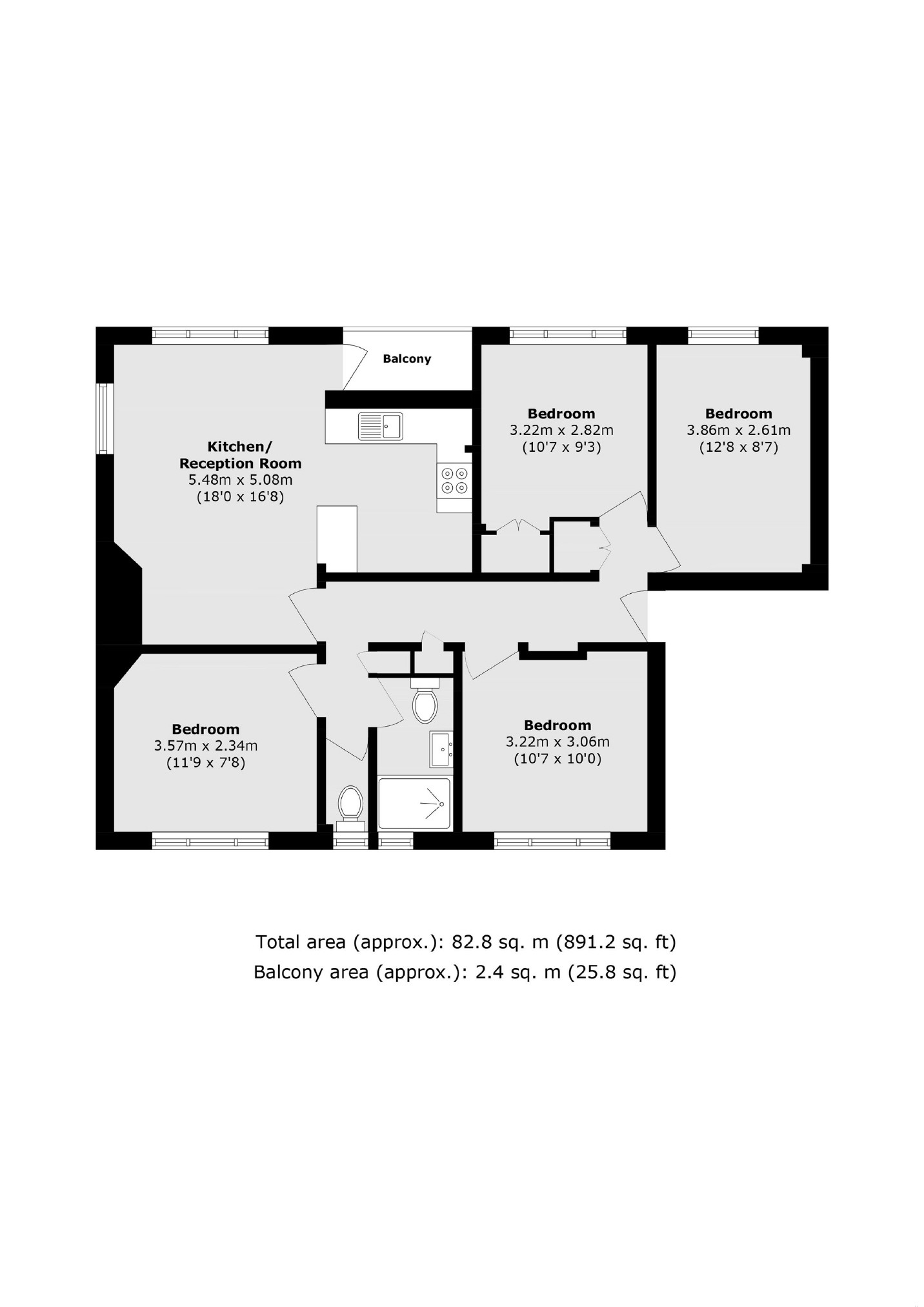 Flat 1, Holdsworth House, Tulse Hill, London floorplan