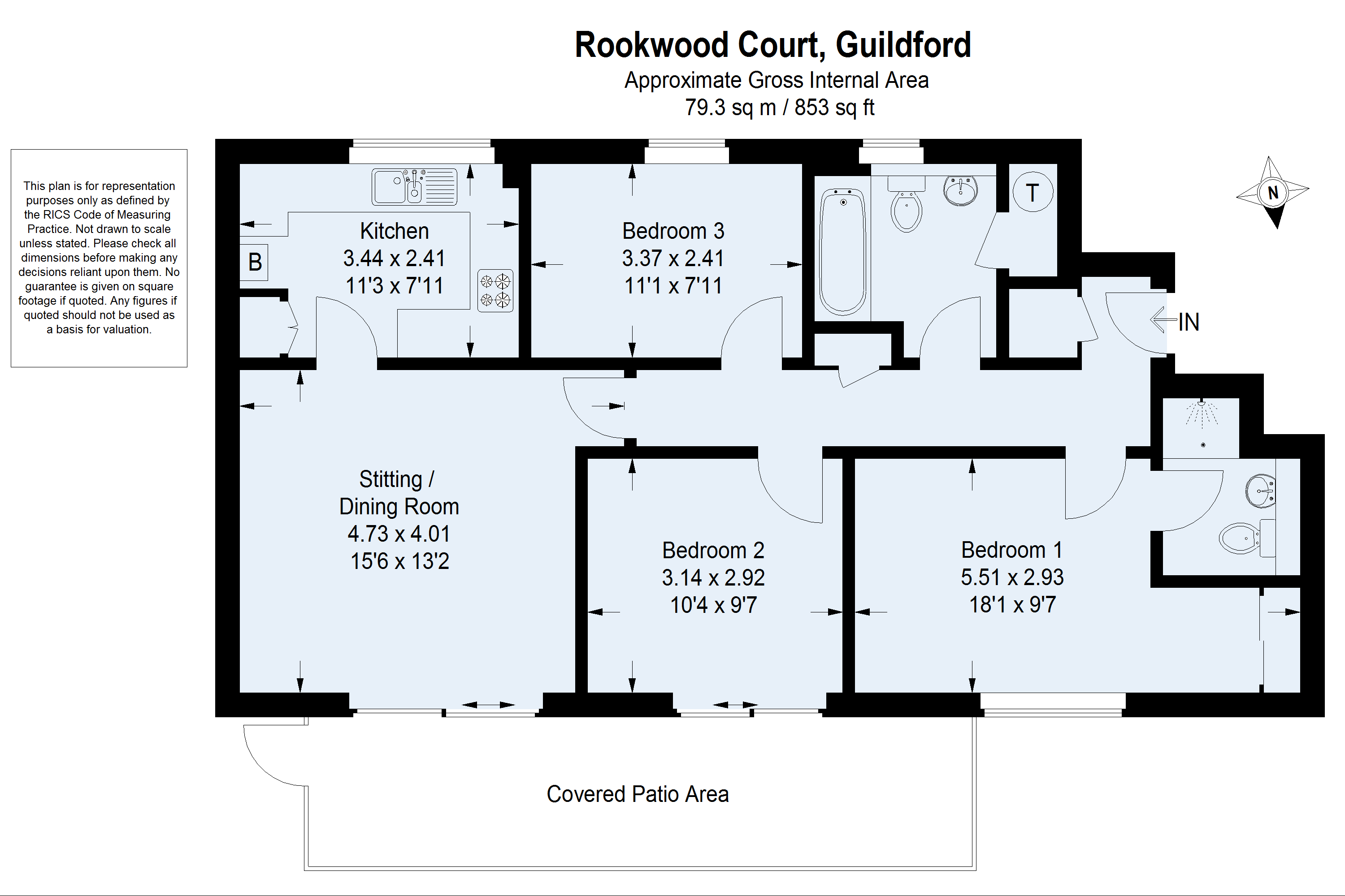 3 Bedrooms Flat to rent in Rookwood Court, Guildford GU2