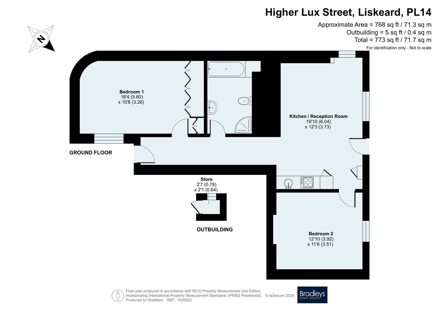Flat A 1 Higher Lux Street, Liskeard Cornwall, Cornwall floorplan