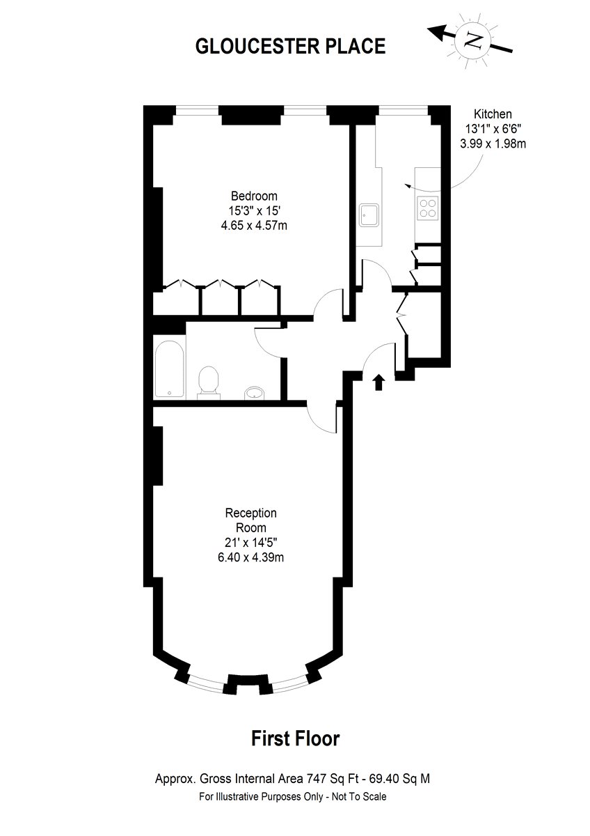 Flat 3 First Floor, 69, Gloucester Place, London floorplan