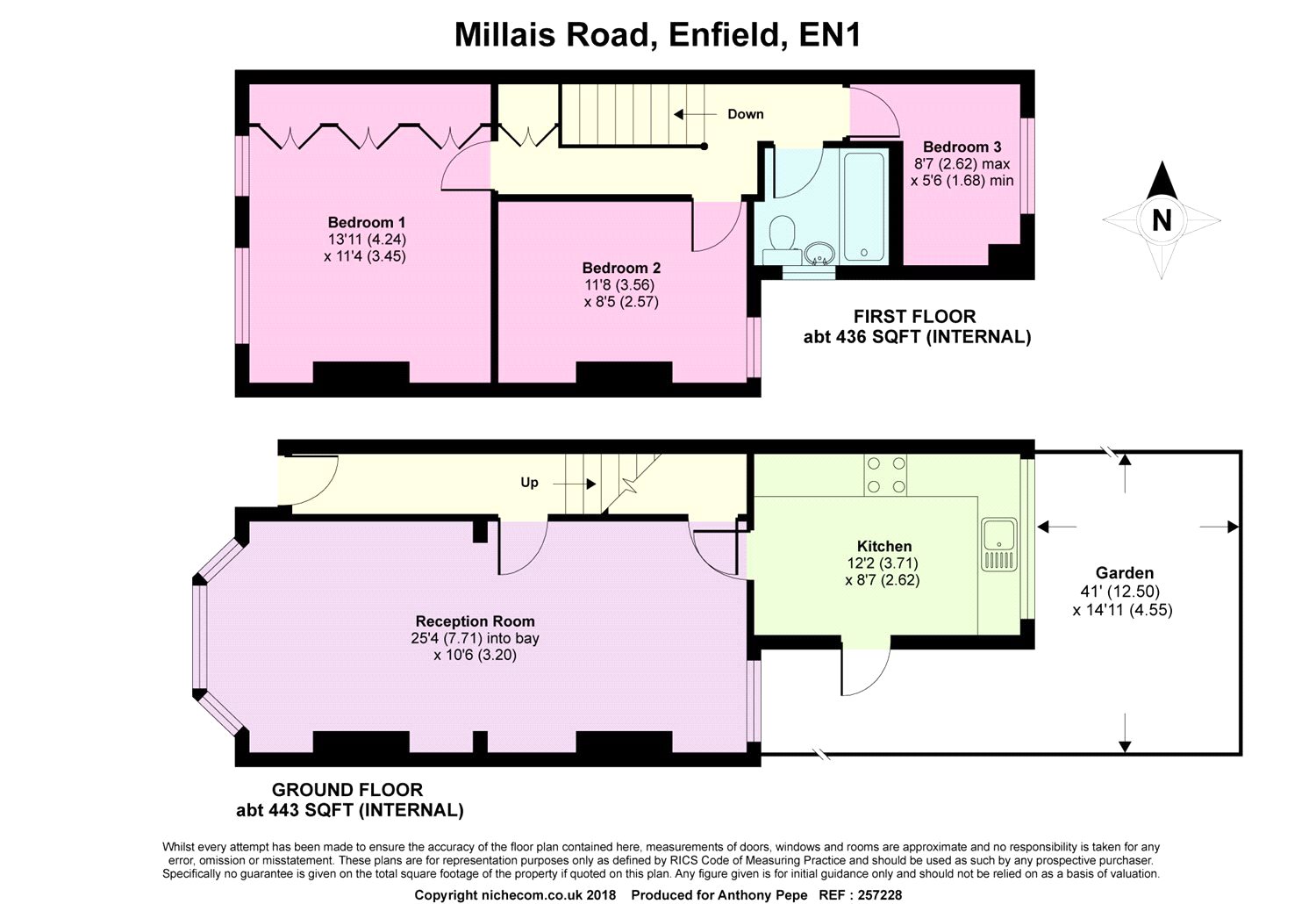 3 Bedrooms Terraced house for sale in Millais Road, Enfield, Middlesex EN1