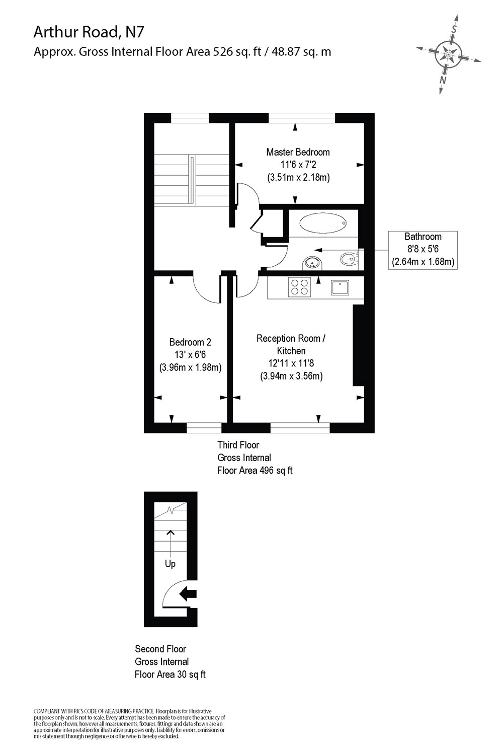 2 Bedrooms Flat to rent in Arthur Road, Islington N7