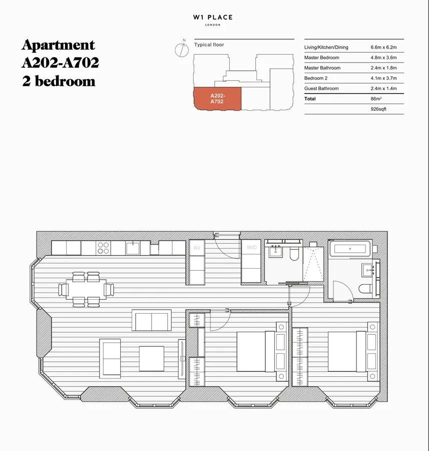 Flat 202, W1 Place, Great Portland Street, London floorplan