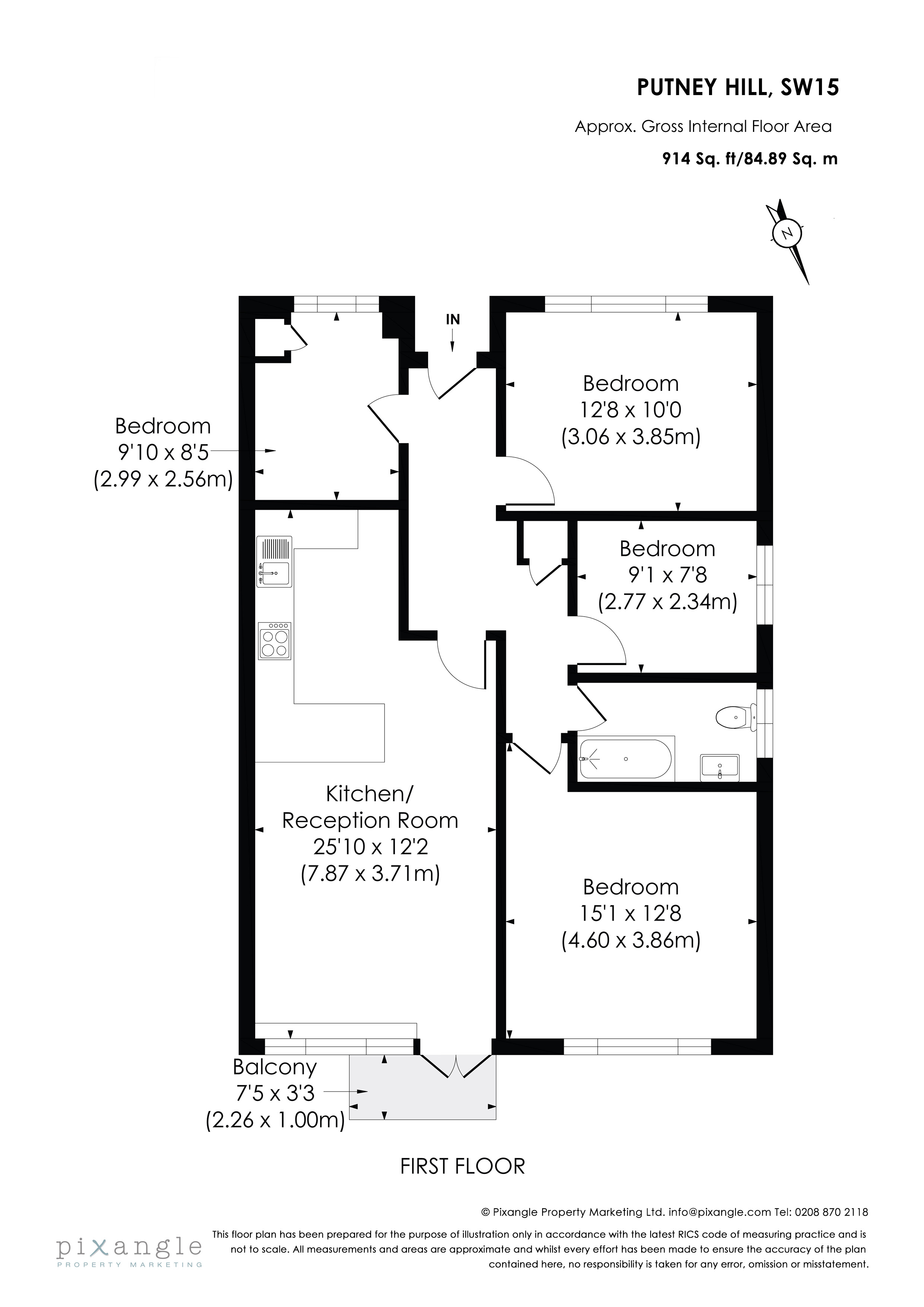 Flat 22, Chalford Court, 45-47 Putney Hill, London floorplan