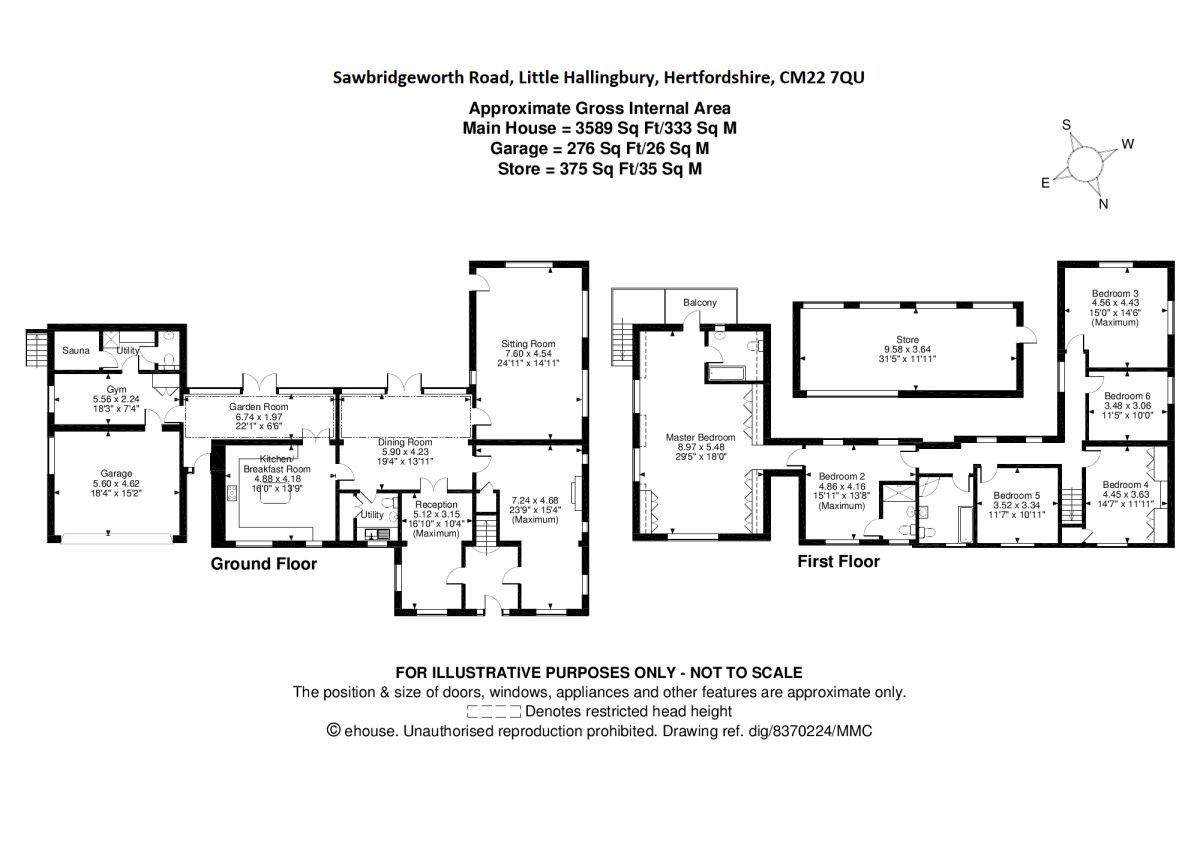 5 Bedrooms Detached house for sale in Sawbridgeworth Road, Little Hallingbury, Bishop's Stortford CM22
