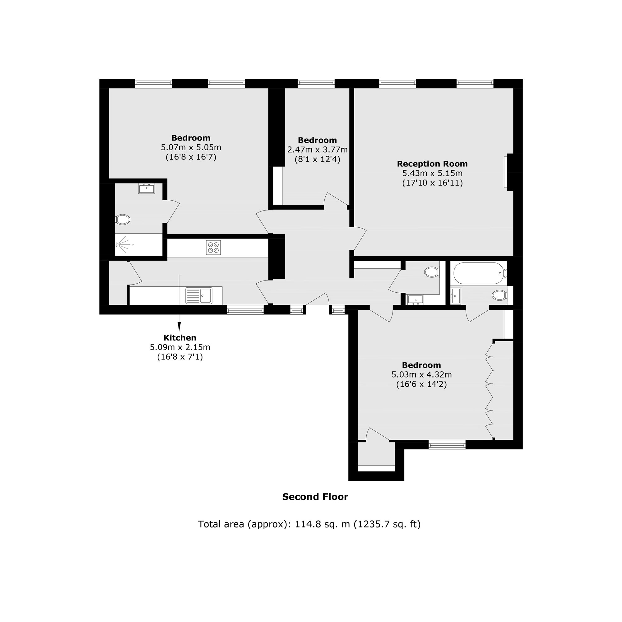 Flat 5, 61, Warwick Square, London floorplan