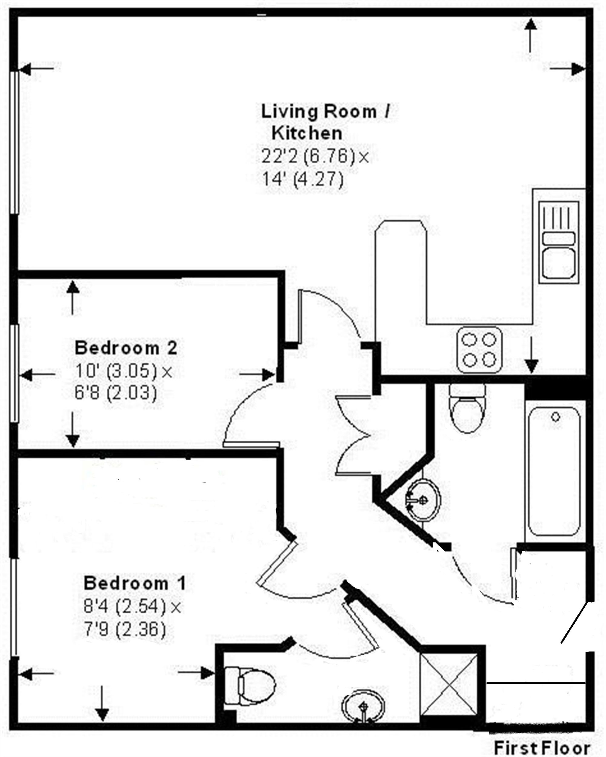 Flat 14, Cranbourne Court, Walton-On-Thames floorplan