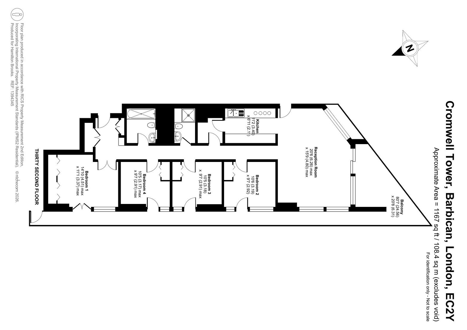 Cromwell Tower,Flat 322, Barbican, London floorplan
