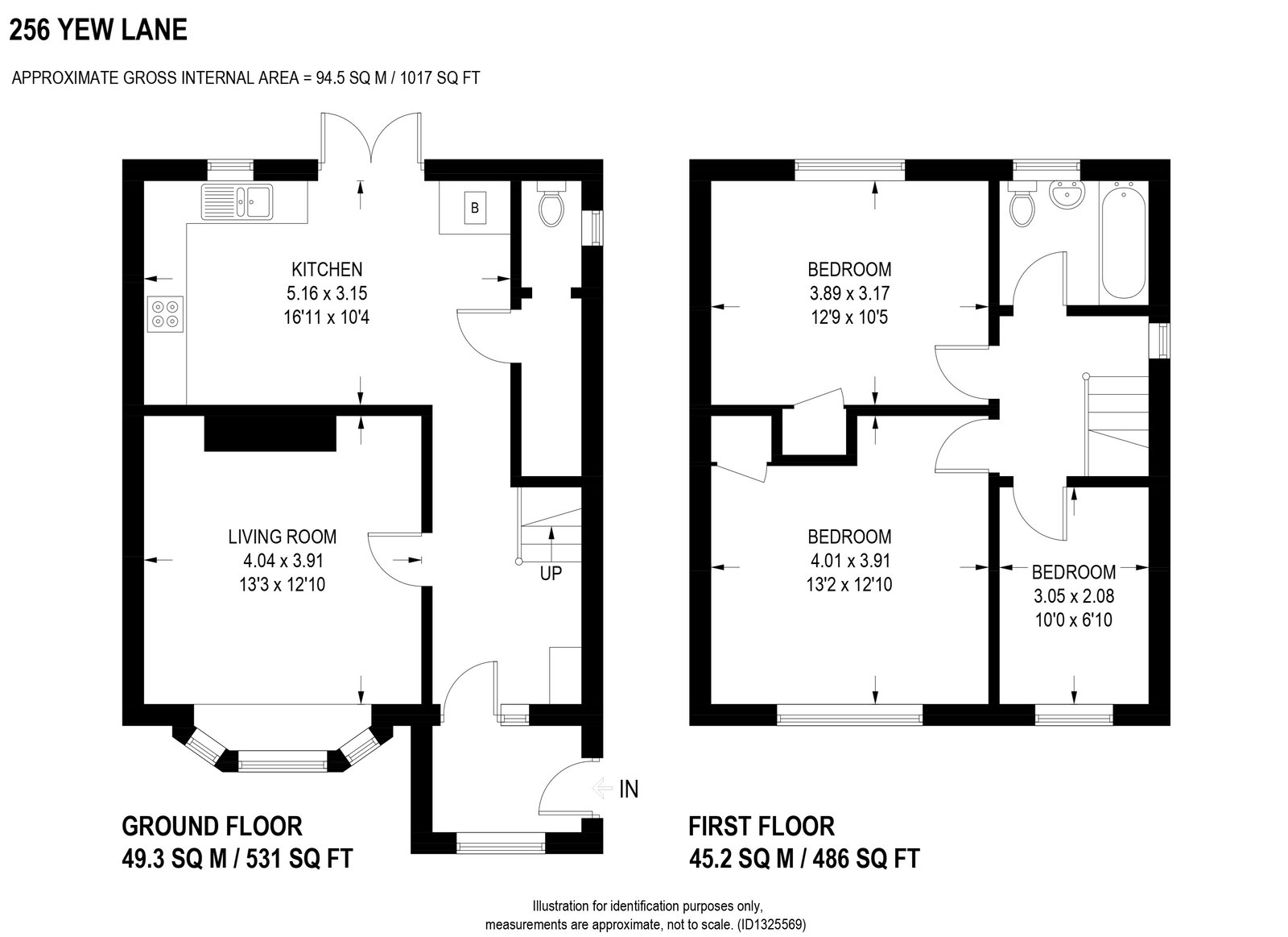 256, Yew Lane, Sheffield floorplan