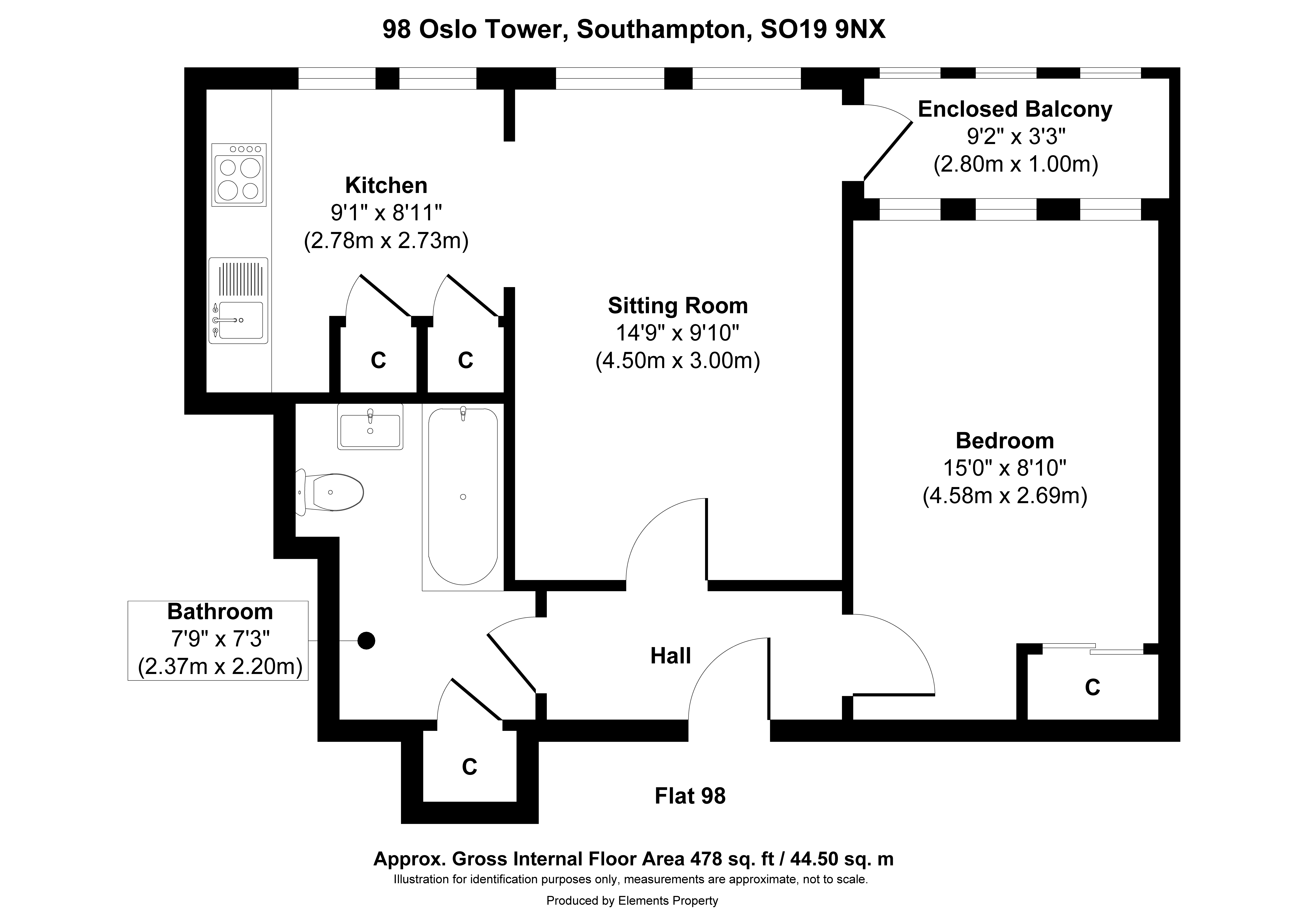 98 Oslo Towers, International Way, Southampton floorplan