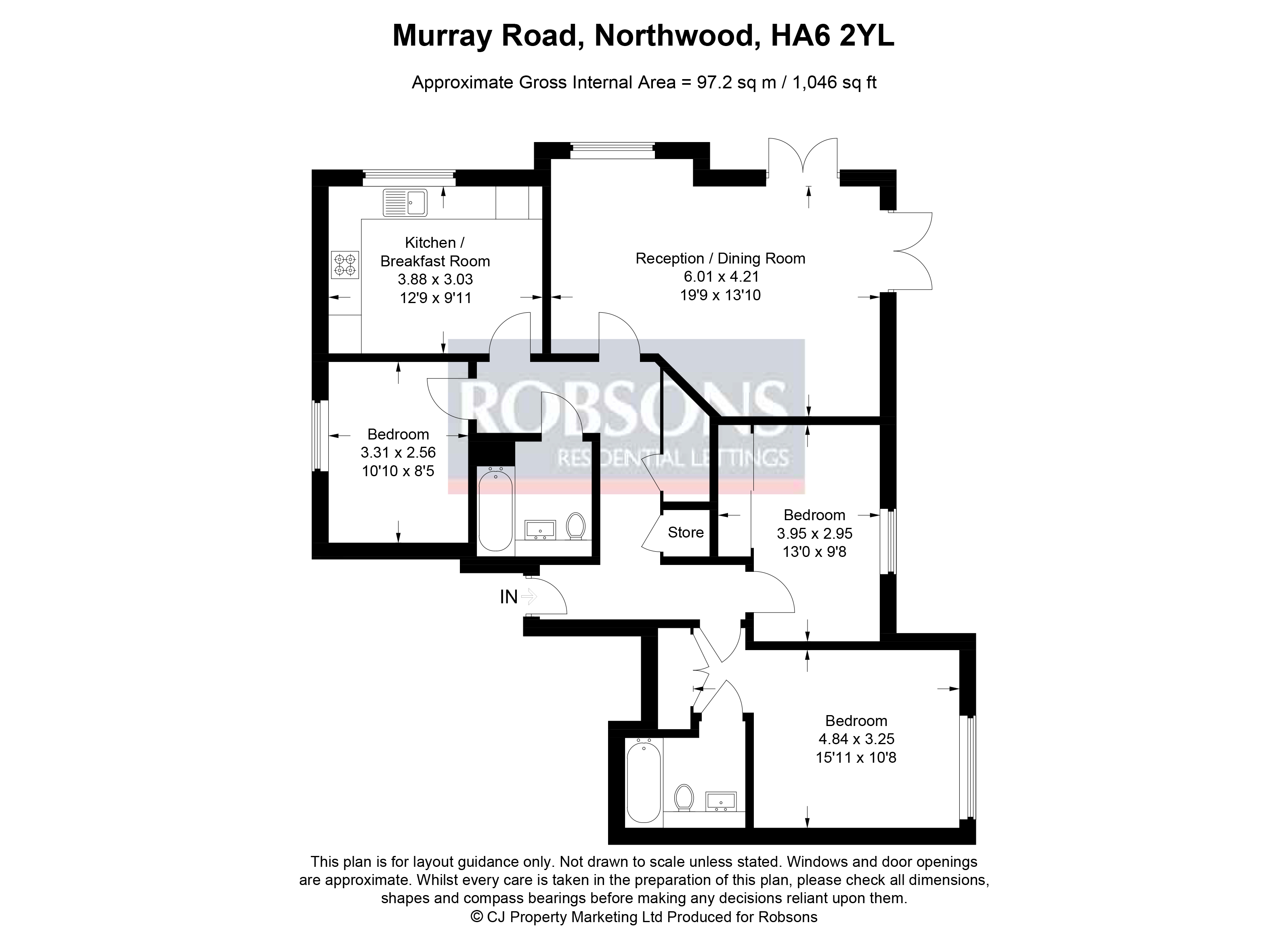 Flat 1 Mansion House 48a, Murray Road, Northwood floorplan