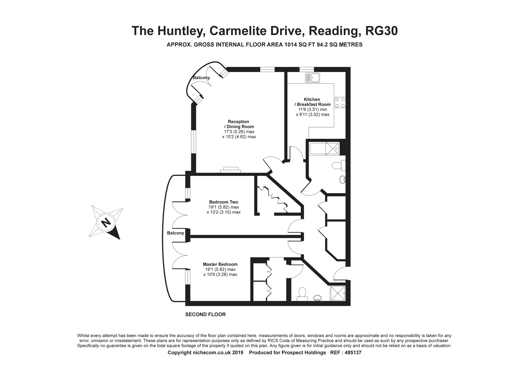 2 Bedrooms Flat for sale in The Huntley, Carmelite Drive, Reading, Berkshire RG30