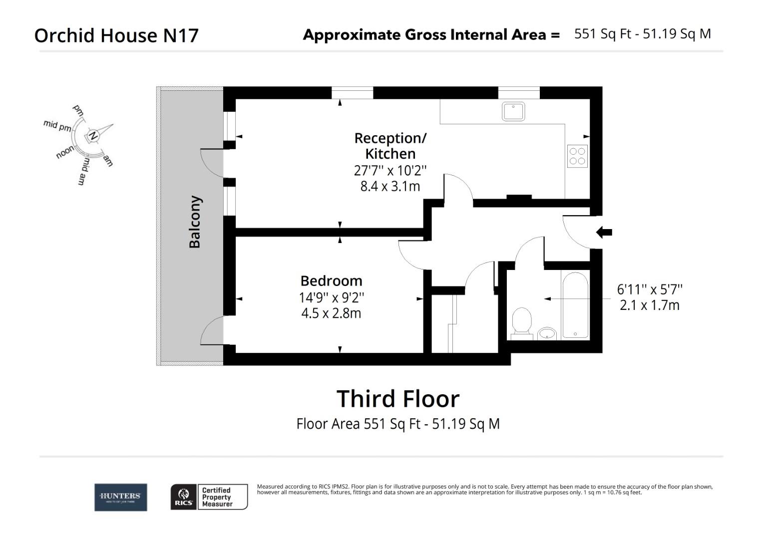 Flat 12, Orchid House, 168 Park View Road, Tottenham floorplan
