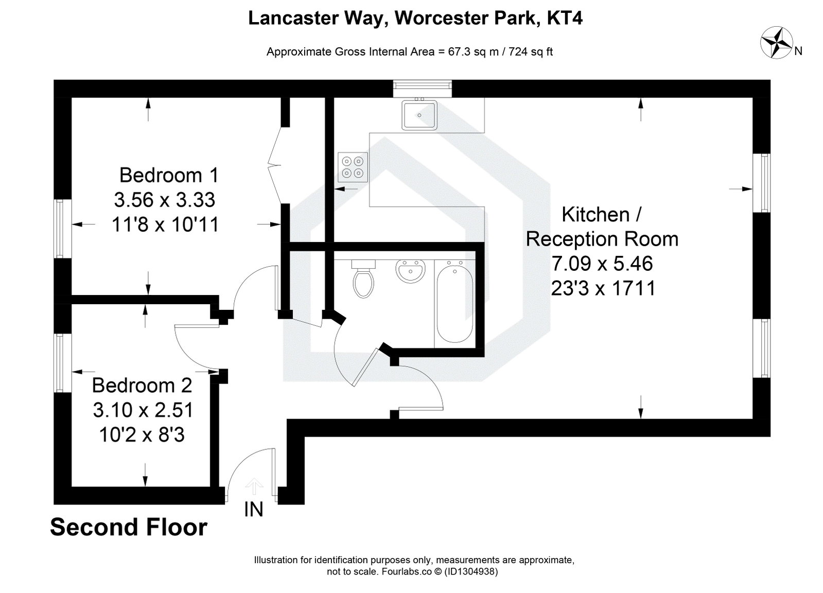 17,Flat 7, Lancaster Way, Worcester Park floorplan