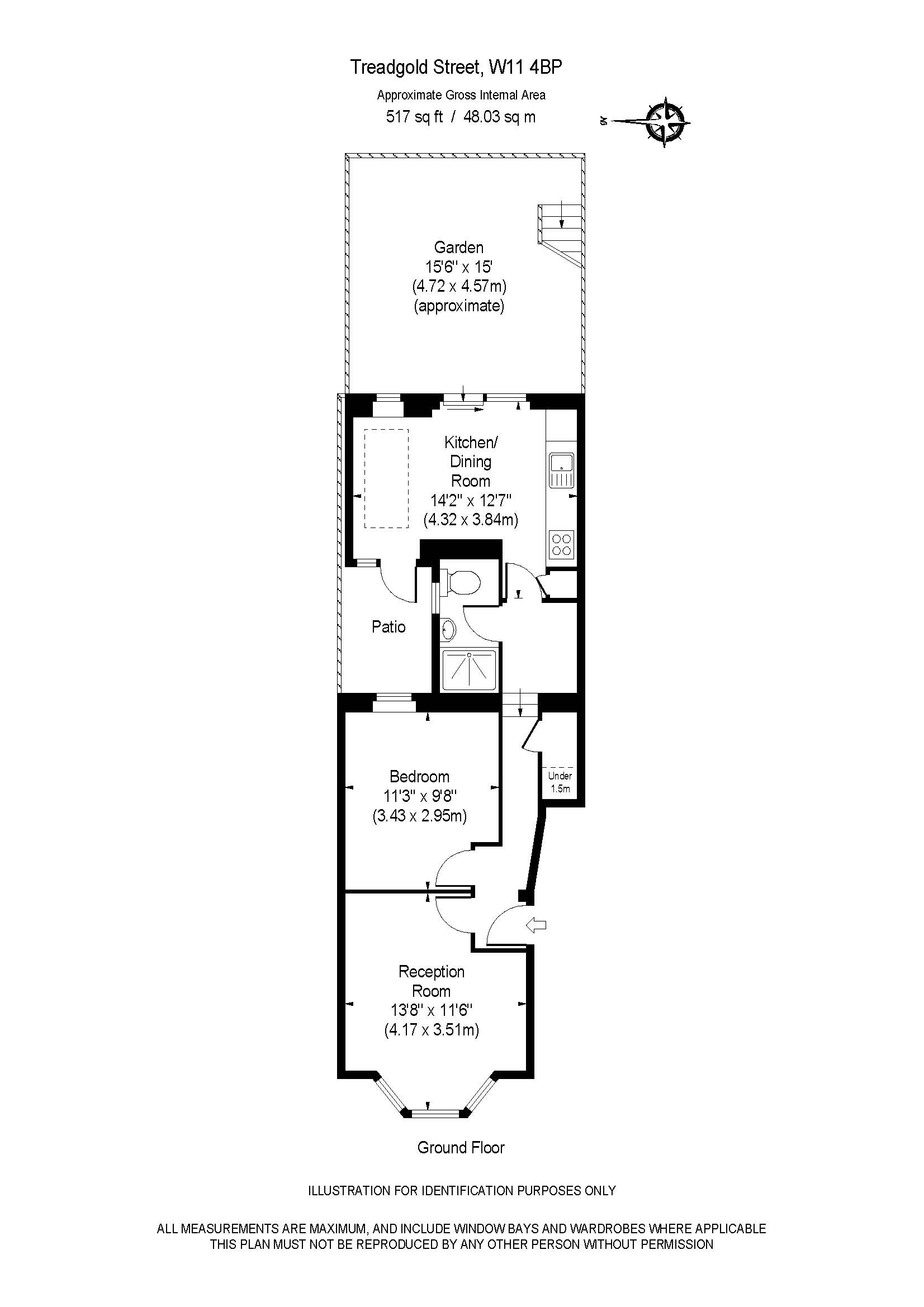 1 Bedrooms Flat to rent in Treadgold Street, London W11