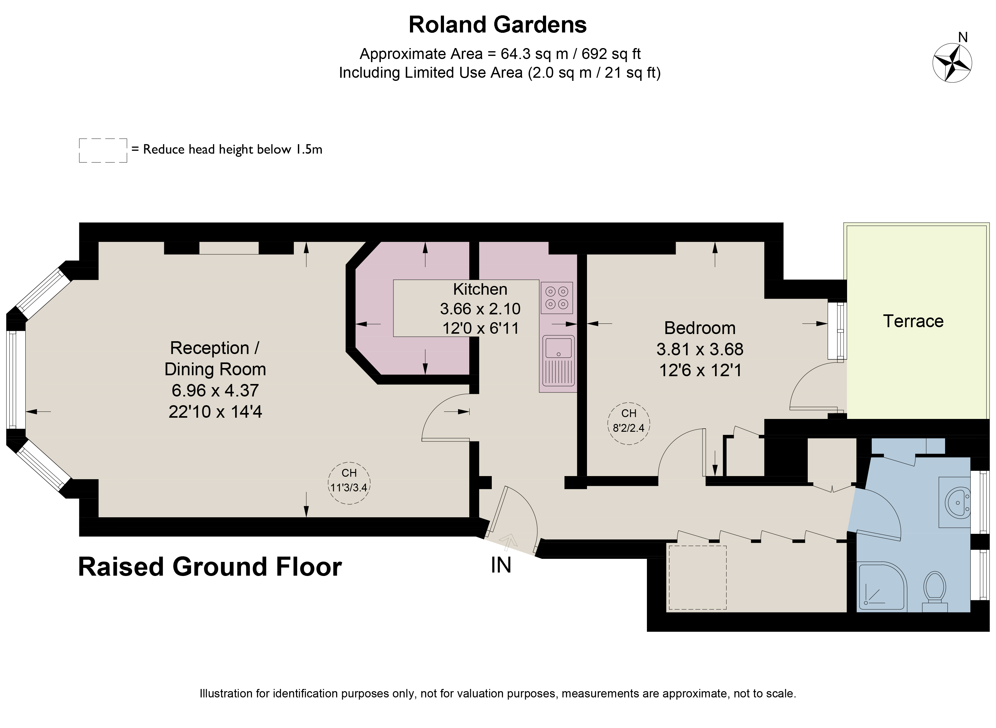 Flat 1, 34, Roland Gardens, London floorplan