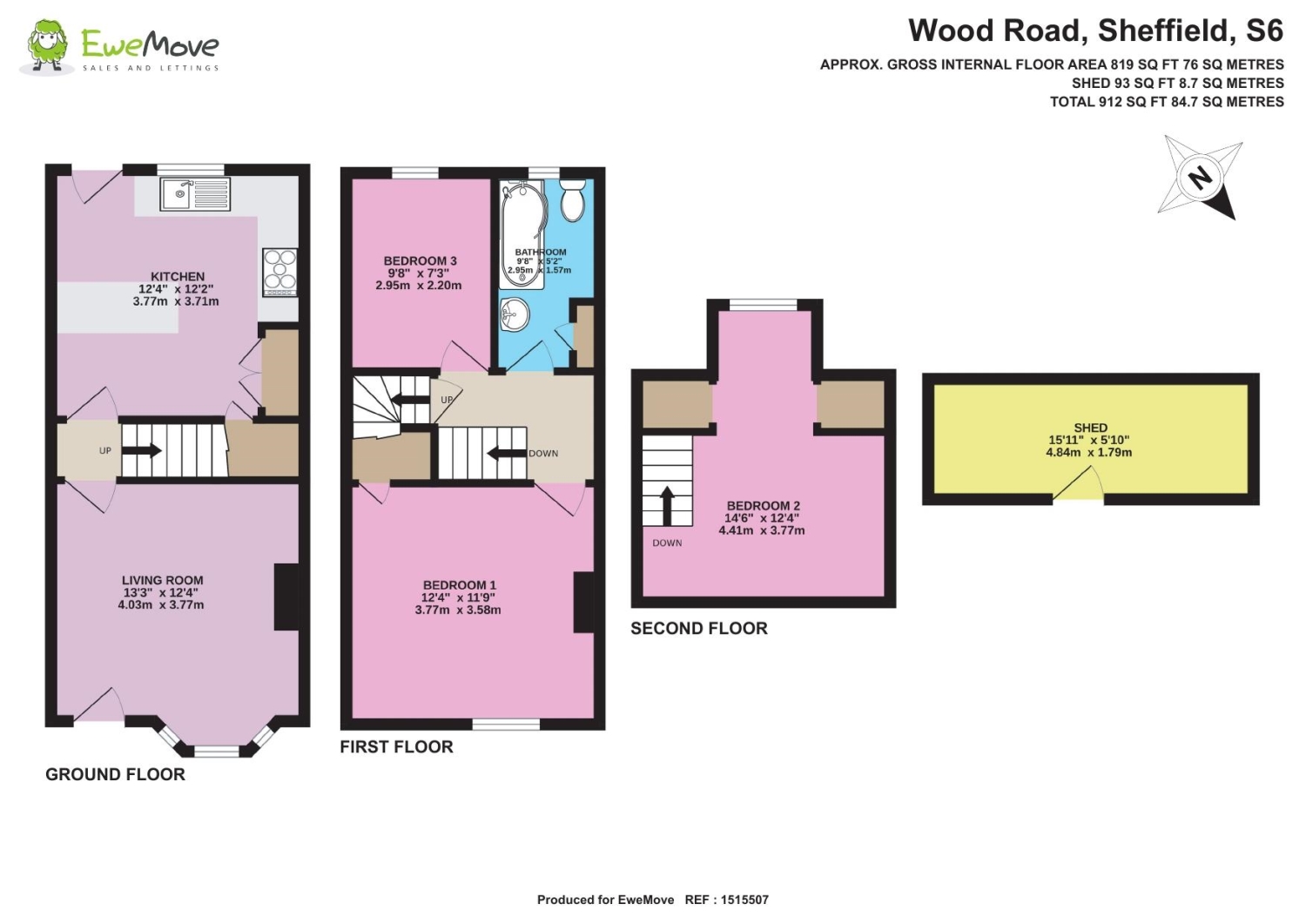 77, Wood Road, Sheffield floorplan