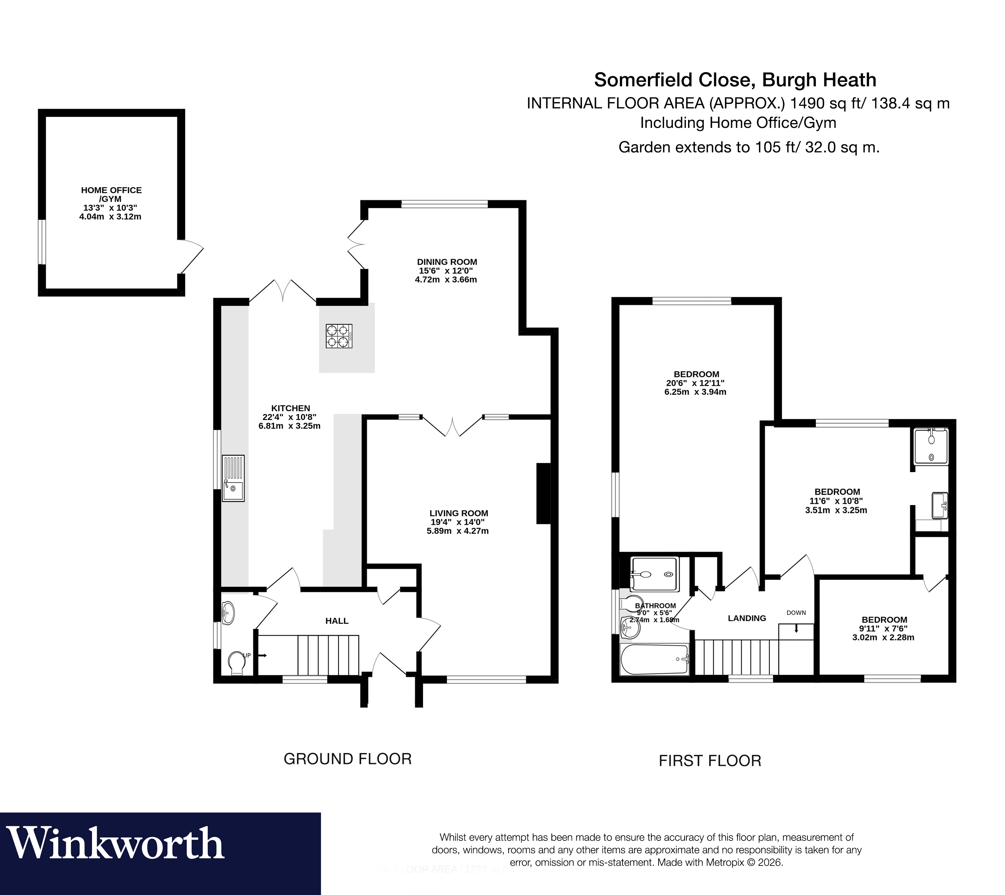5, Somerfield Close, Tadworth floorplan