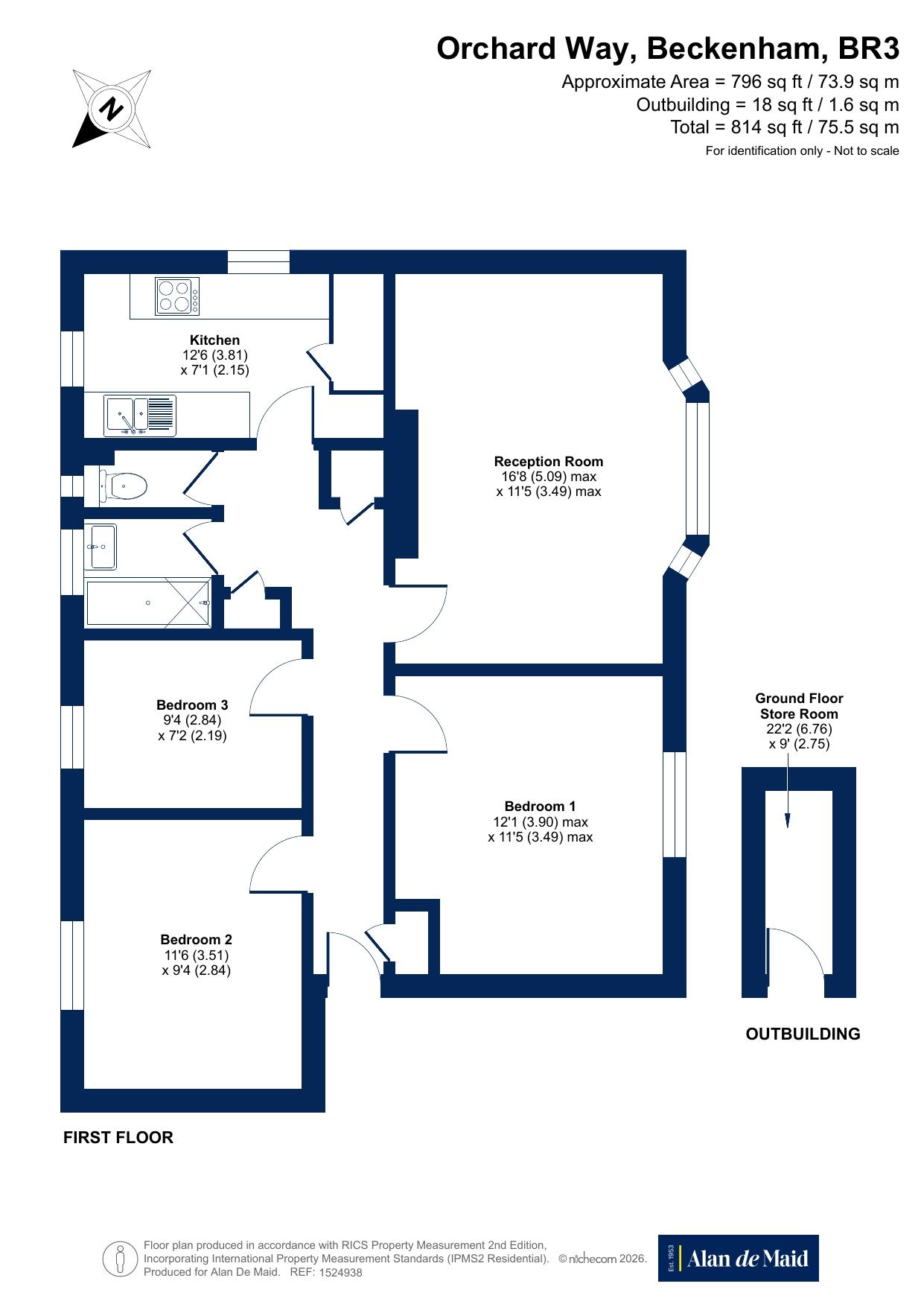 Flat 4, Heydon House,, Orchard Way, Beckenham floorplan