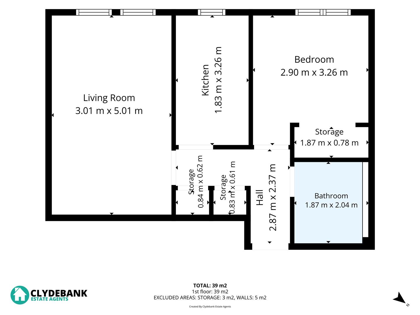 Flat 5, 14, Fleming Avenue, Clydebank floorplan