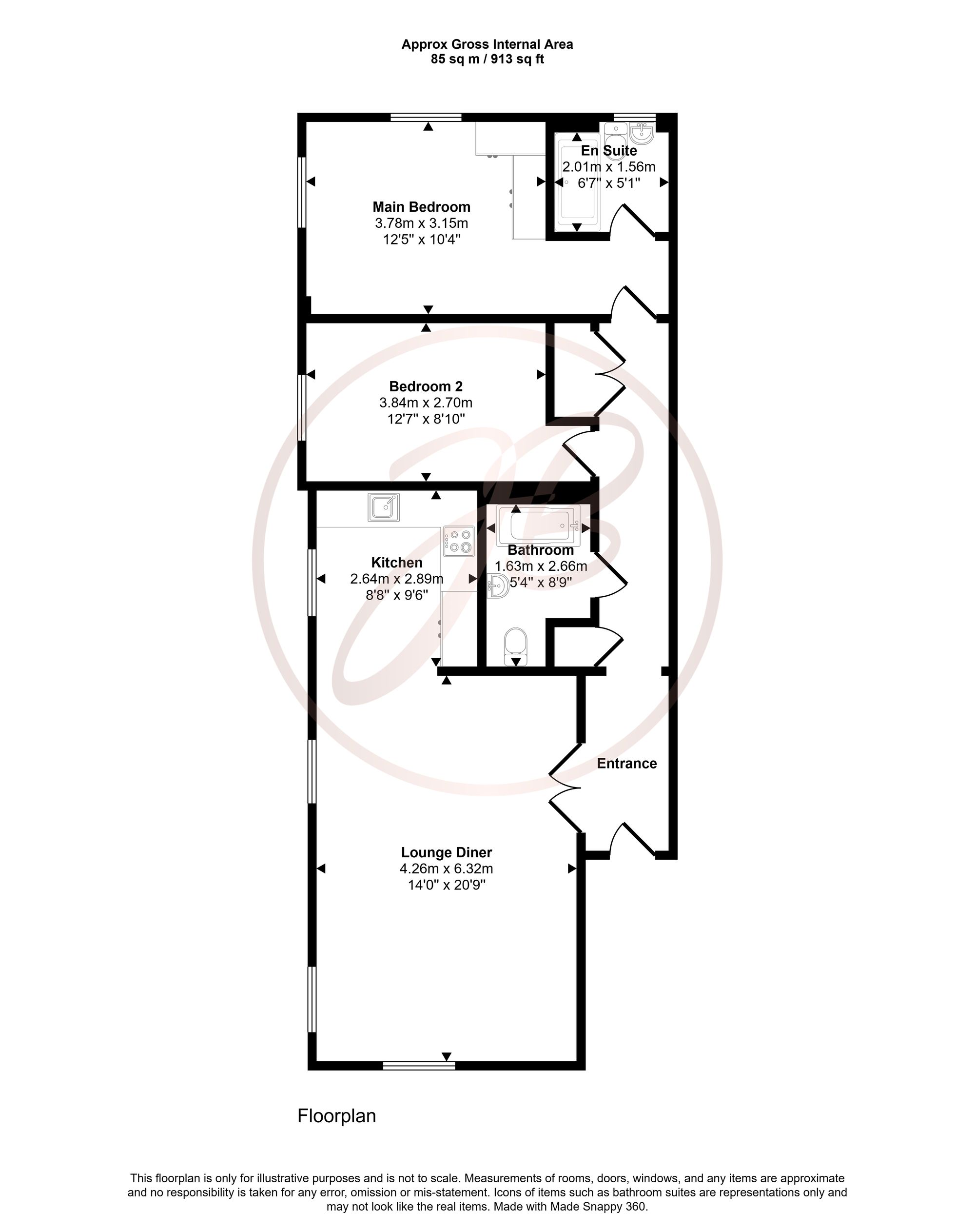 Flat 7, Ashley House Ashley Road, Epsom floorplan