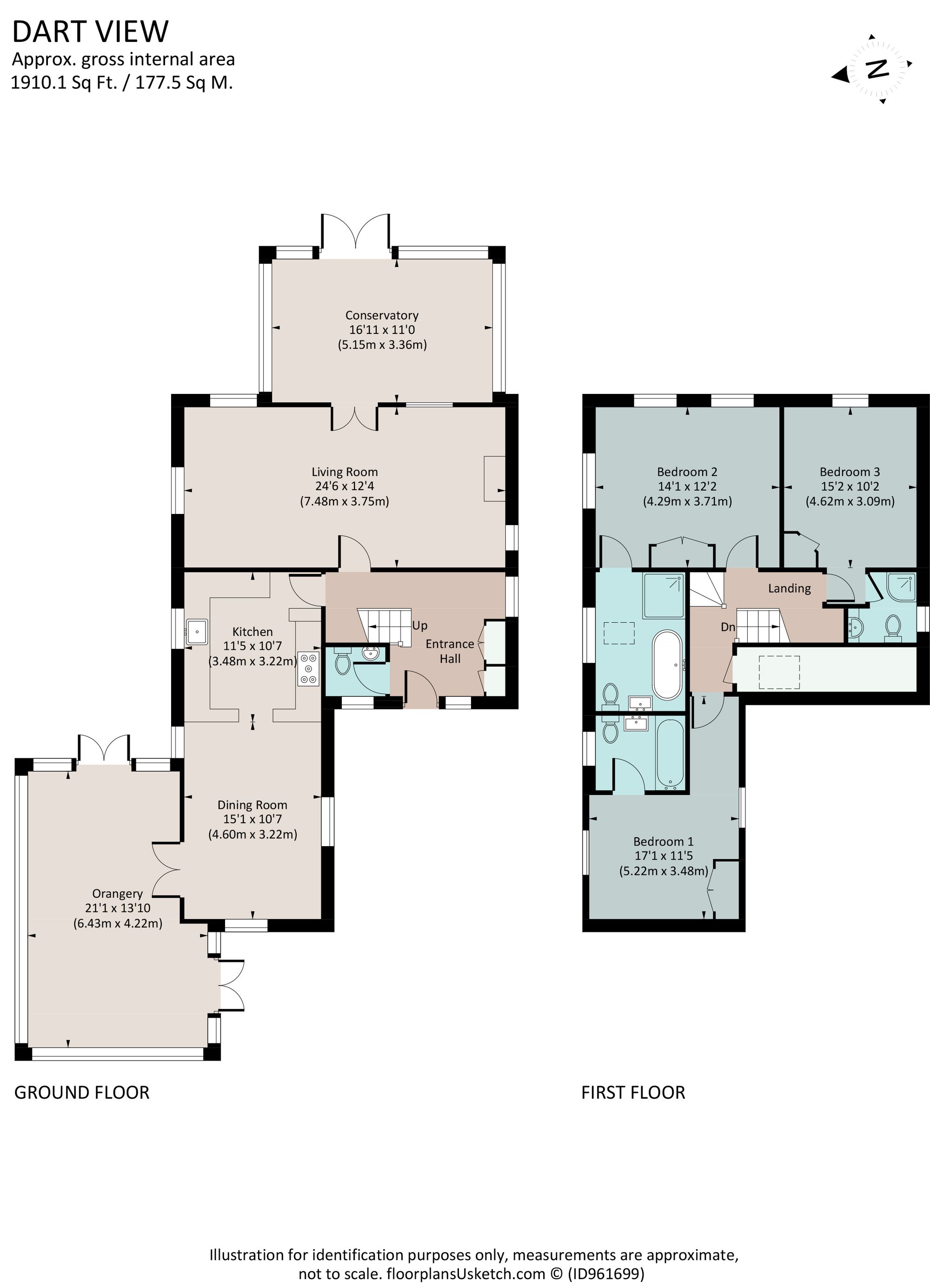 Dart View Cottage The Level, Dartmouth floorplan