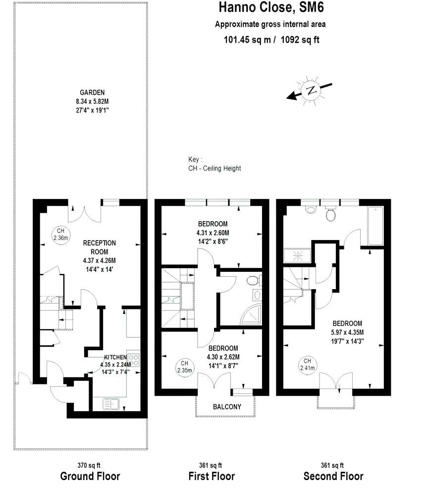 15, Hanno Close, Wallington floorplan
