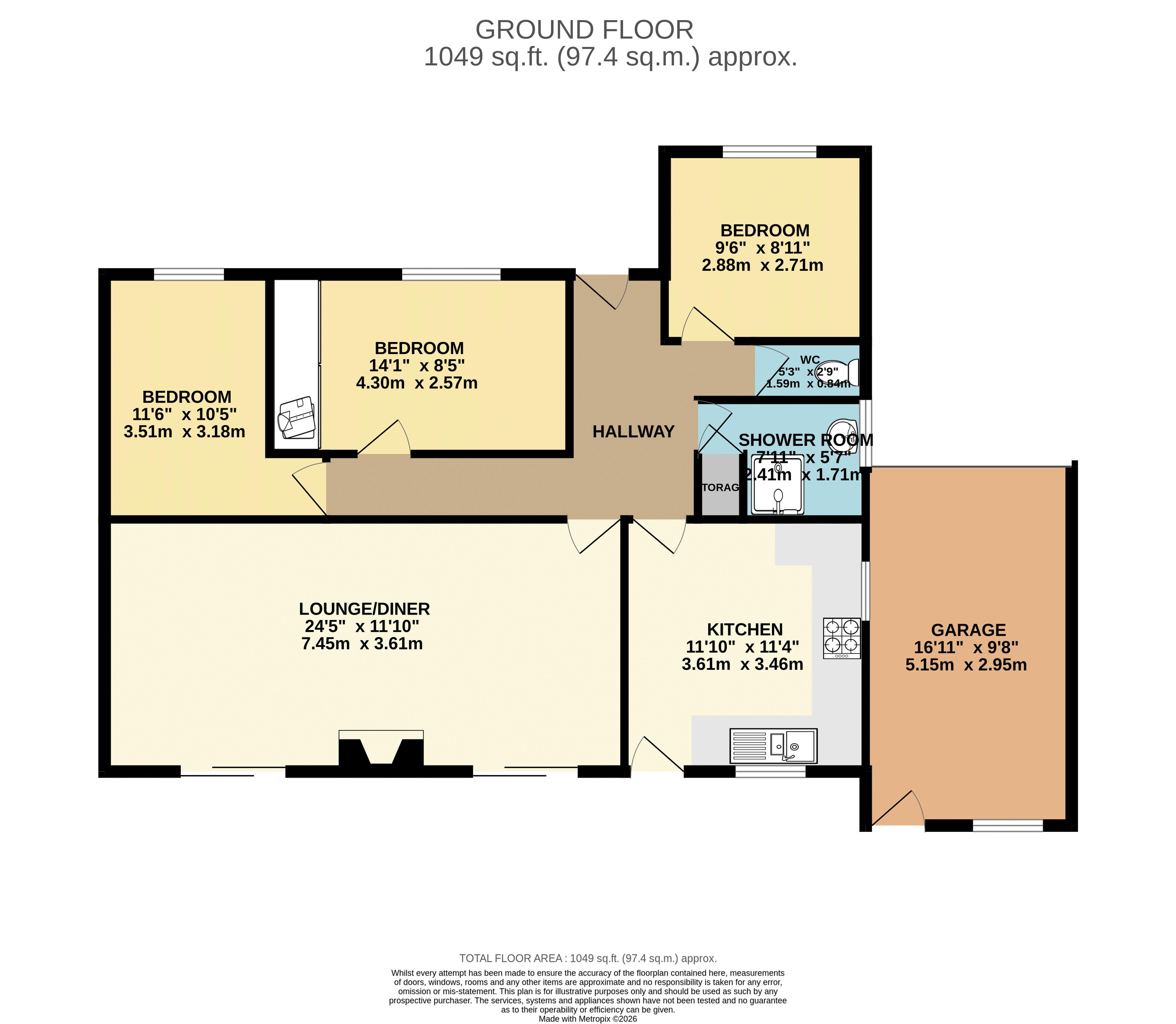 72, Clyfton Crescent, Immingham floorplan