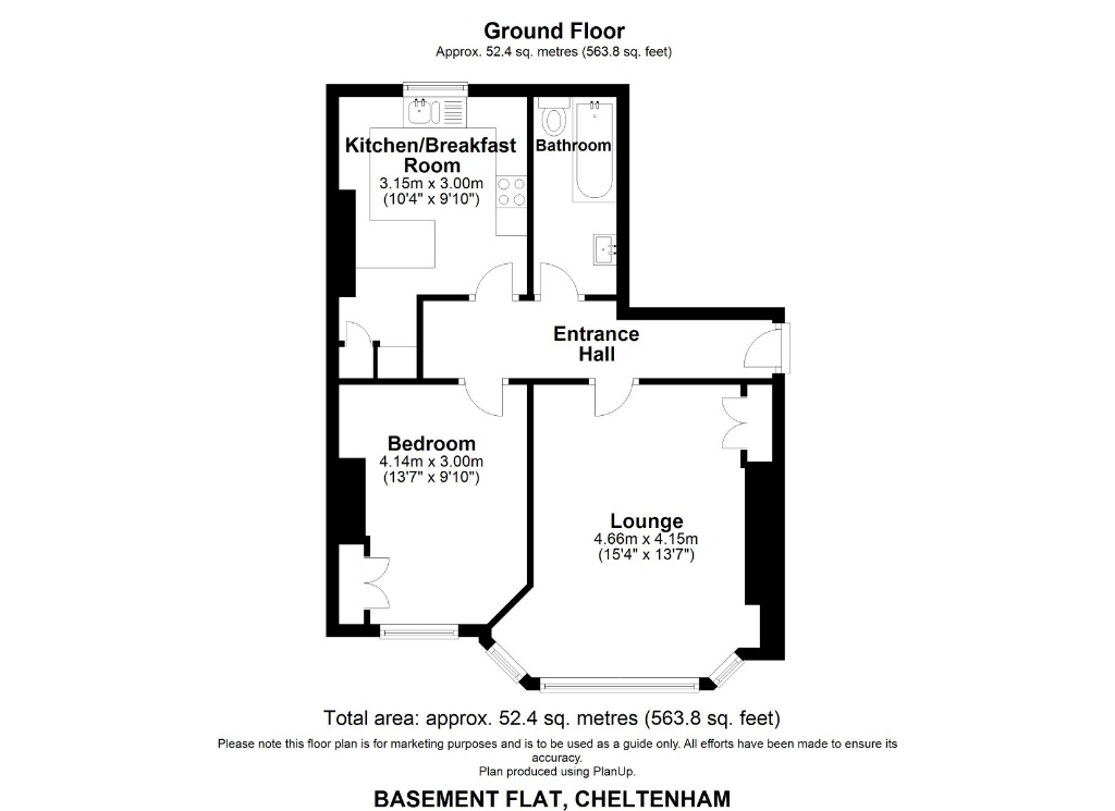 Basement Flat, 4, Battledown Approach, Cheltenham floorplan