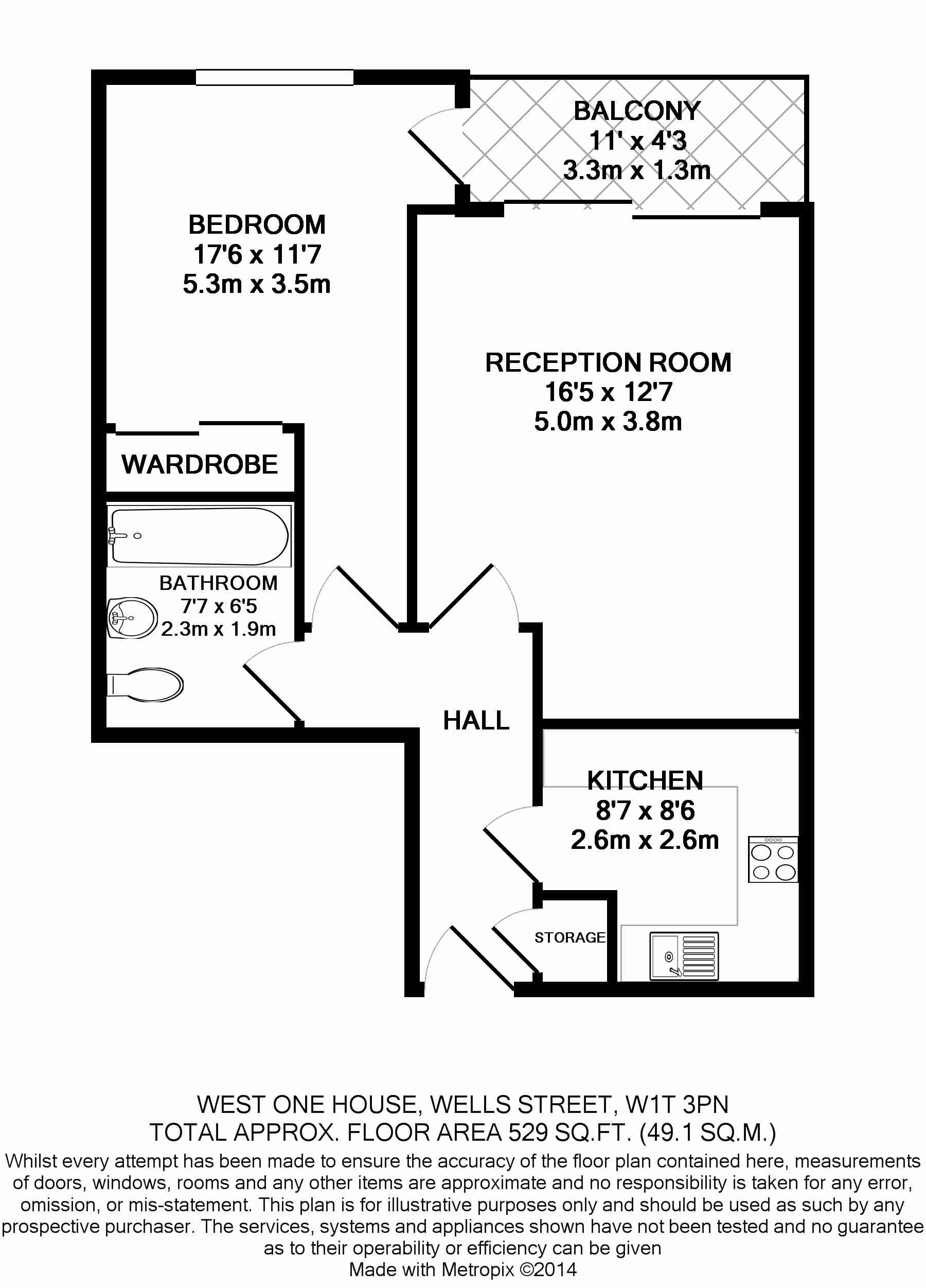 Flat 22 West One House, 48, Wells Street, Fitzrovia floorplan