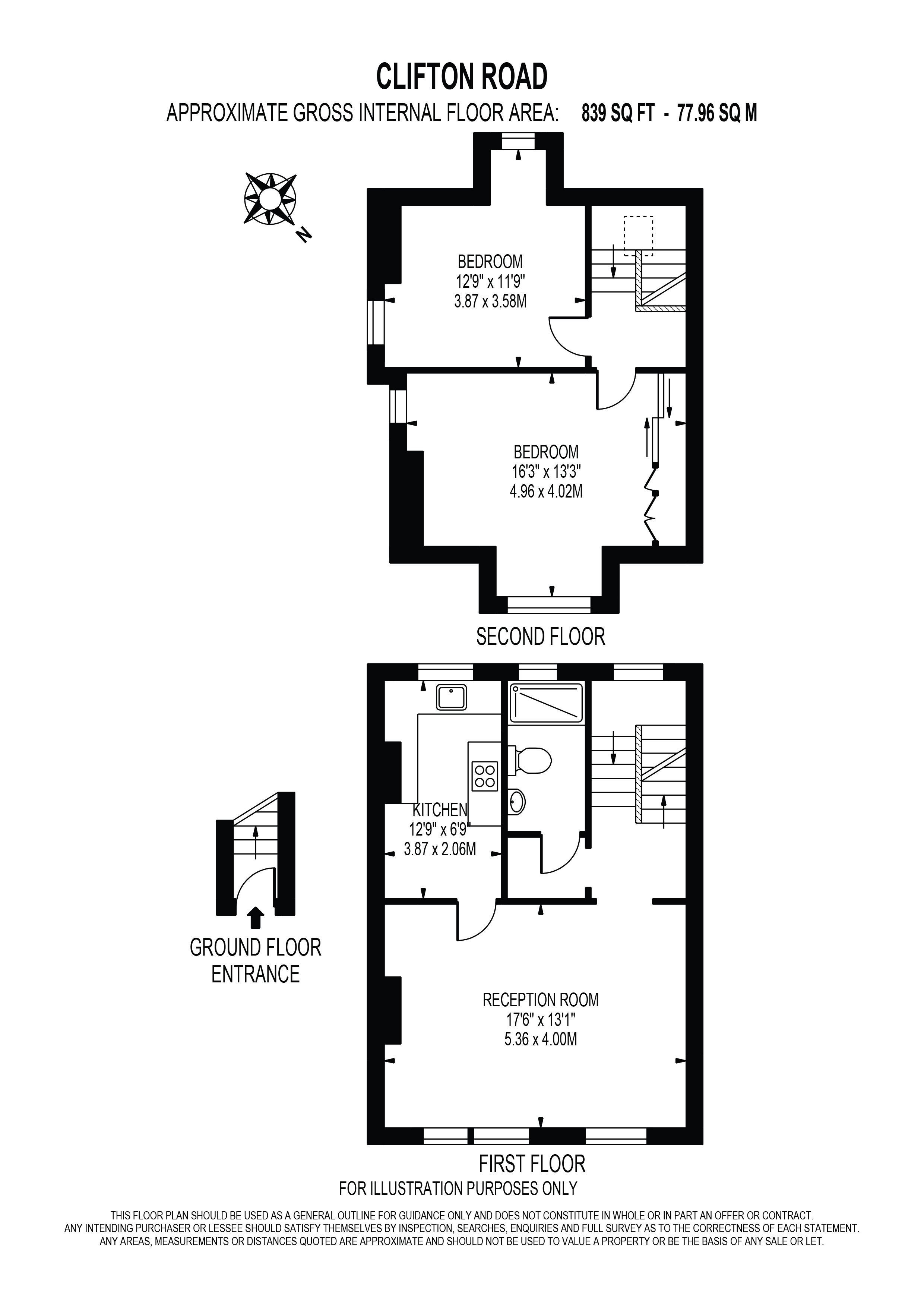 Upper Floor Flat, 17, Clifton Road, London floorplan